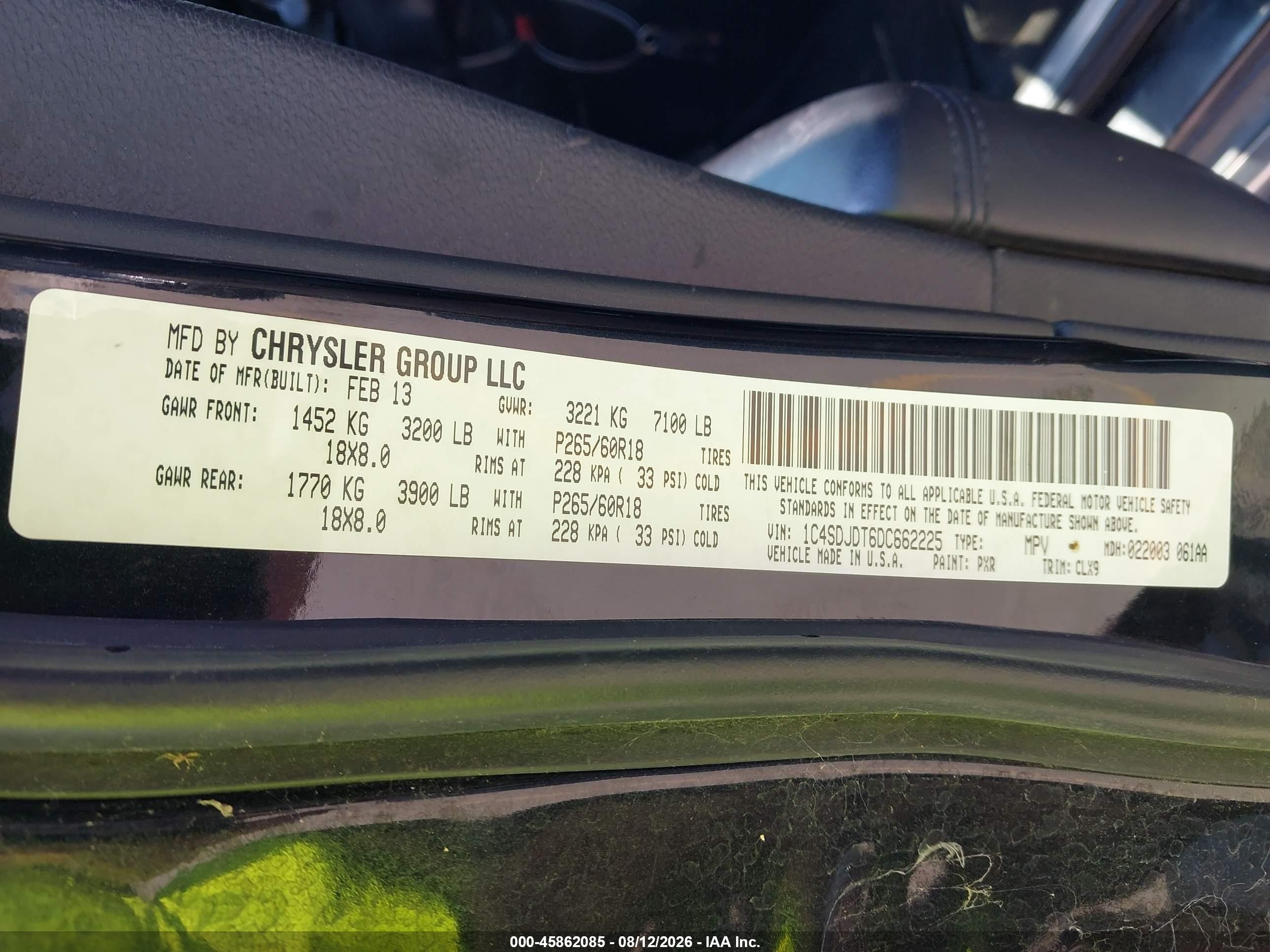 2013 Dodge Durango Crew Черный vin: 1C4SDJDT6DC662225