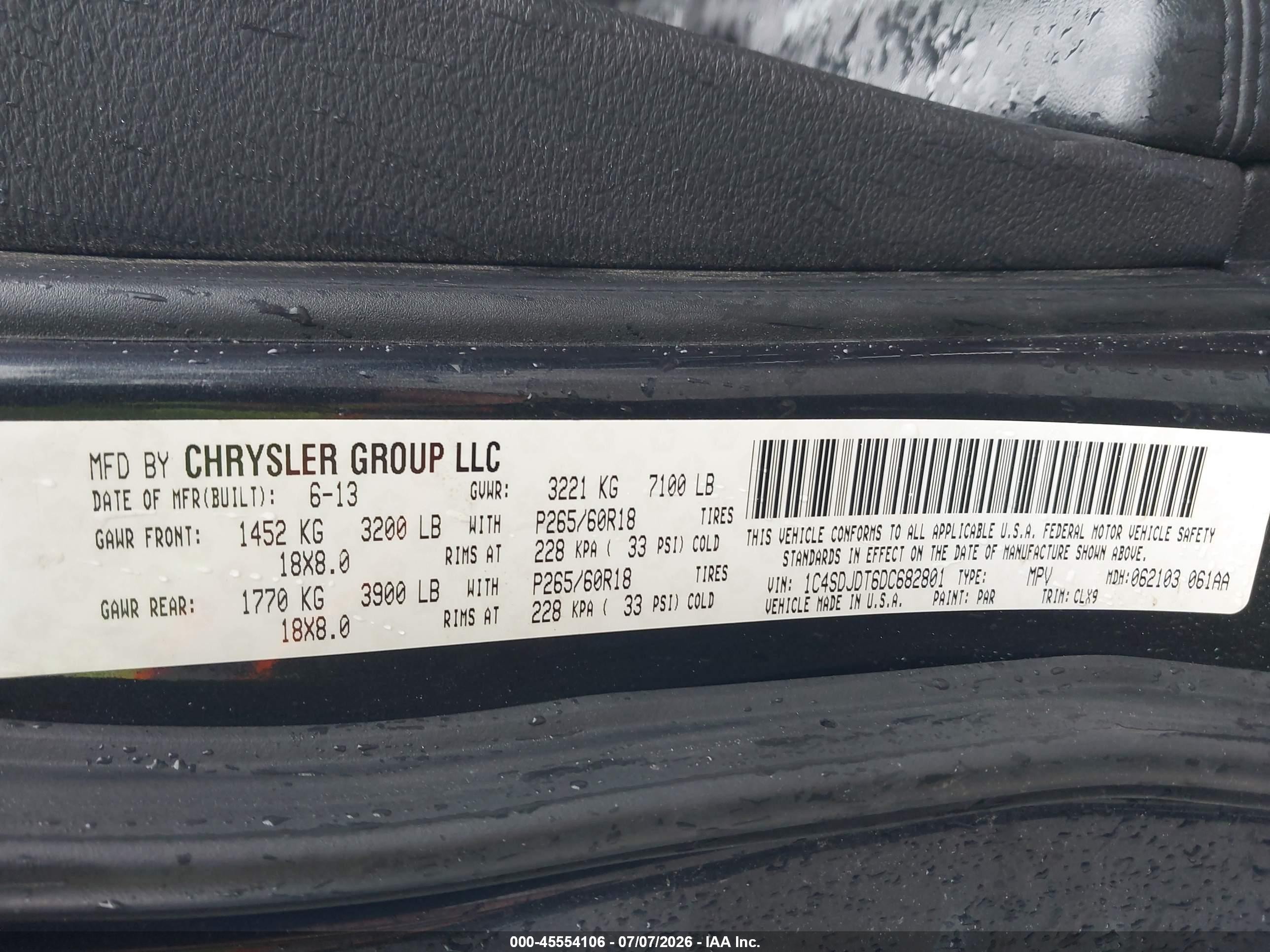 2013 Dodge Durango Crew Blue vin: 1C4SDJDT6DC682801
