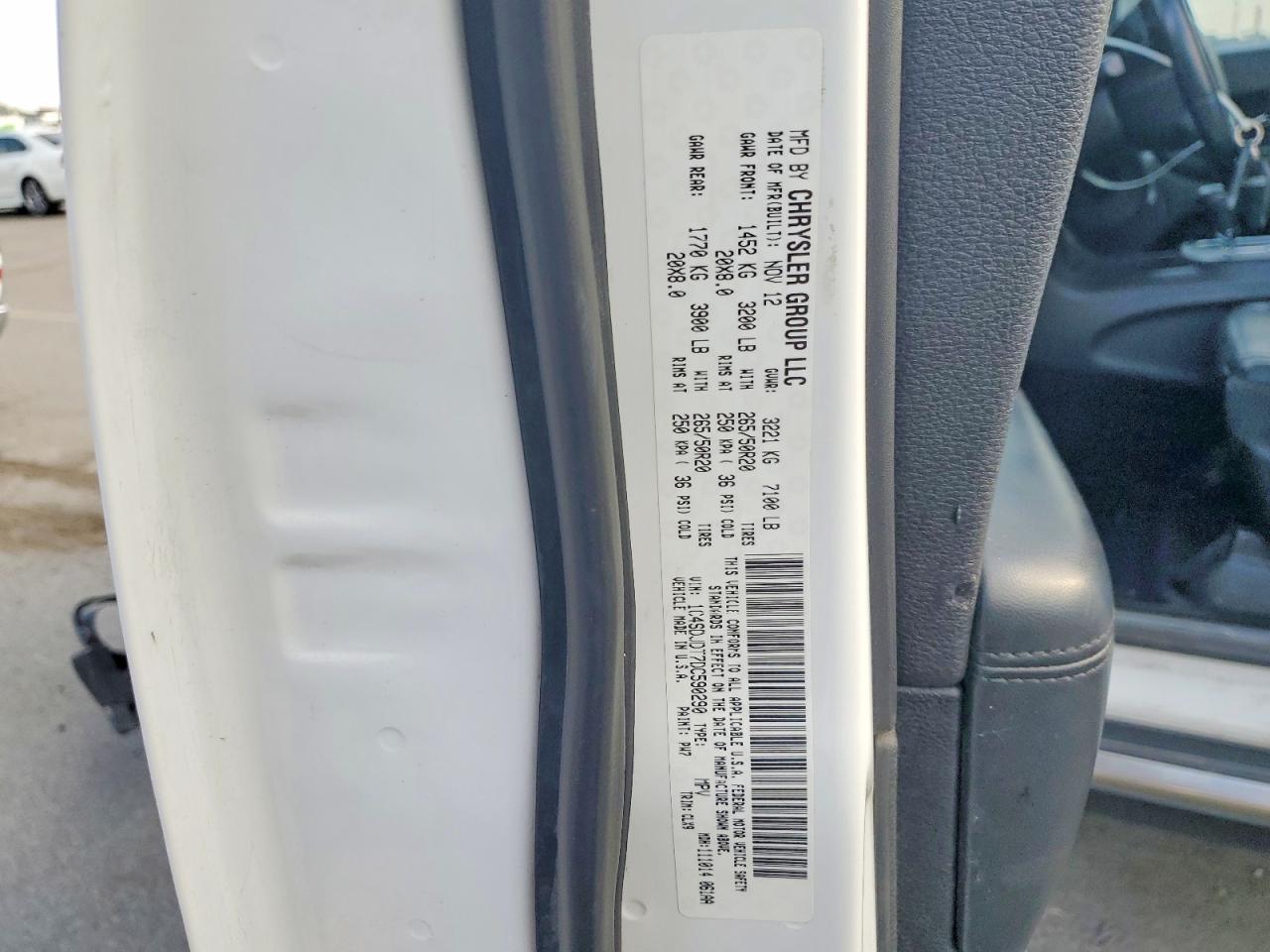 2013 Dodge Durango Crew White vin: 1C4SDJDT7DC590290