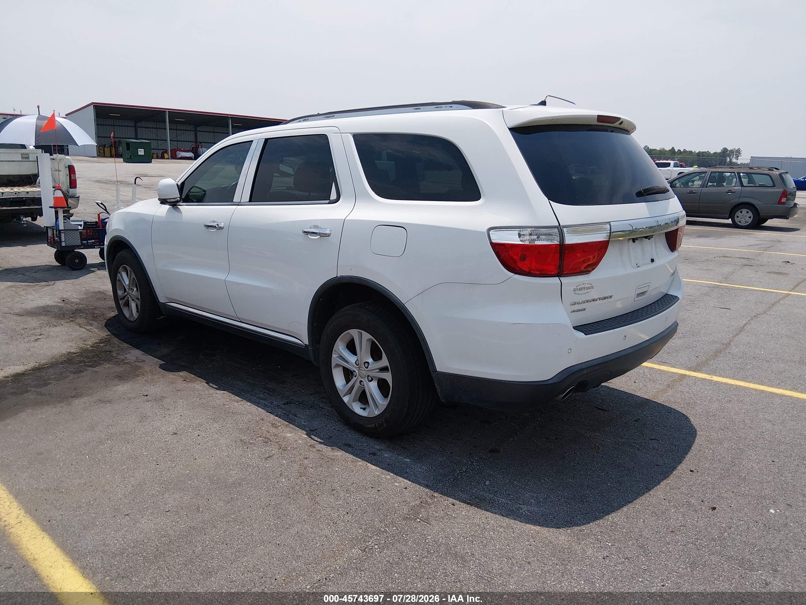 2013 Dodge Durango Crew White vin: 1C4SDJDT7DC659026