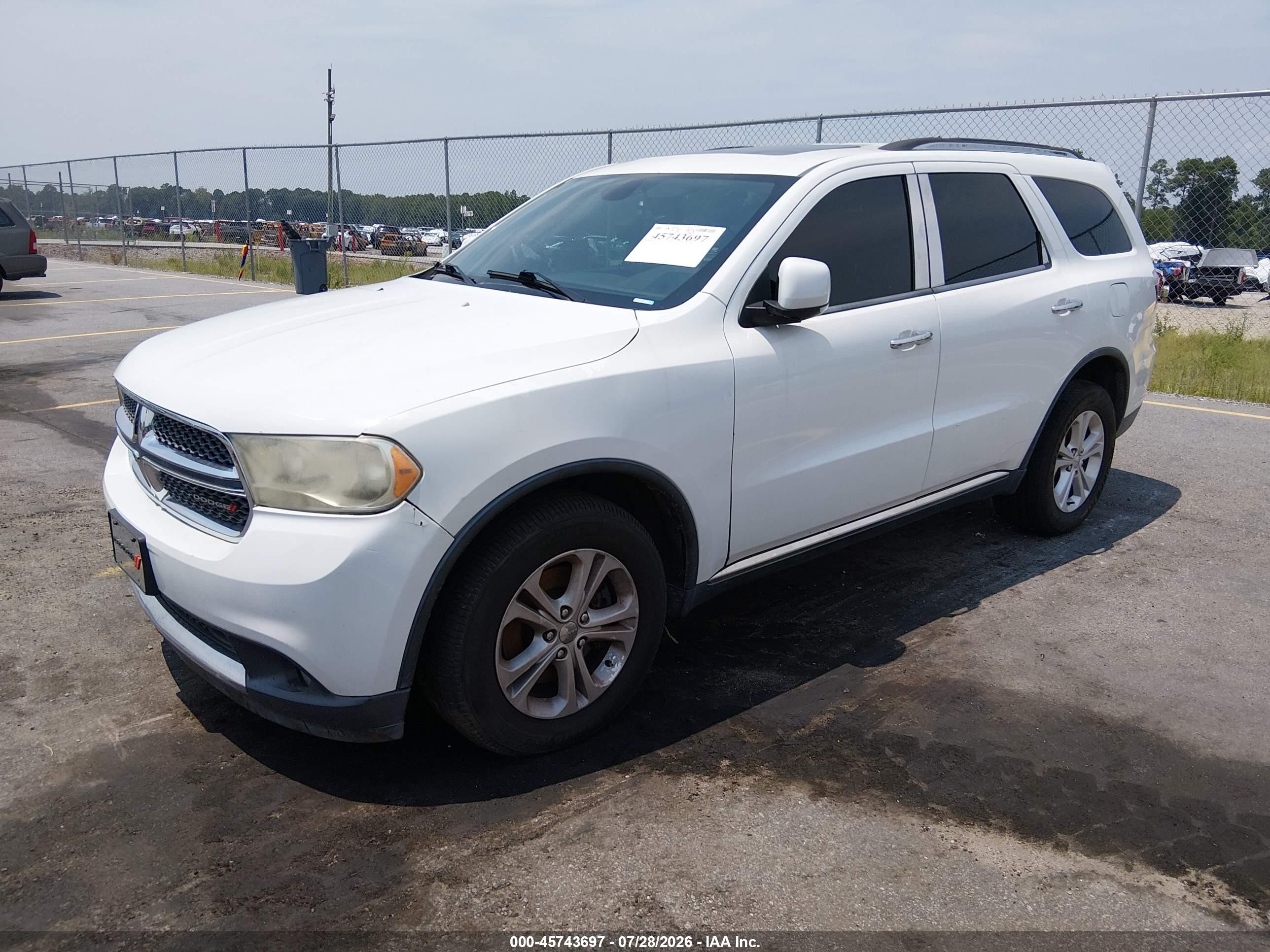2013 Dodge Durango Crew White vin: 1C4SDJDT7DC659026