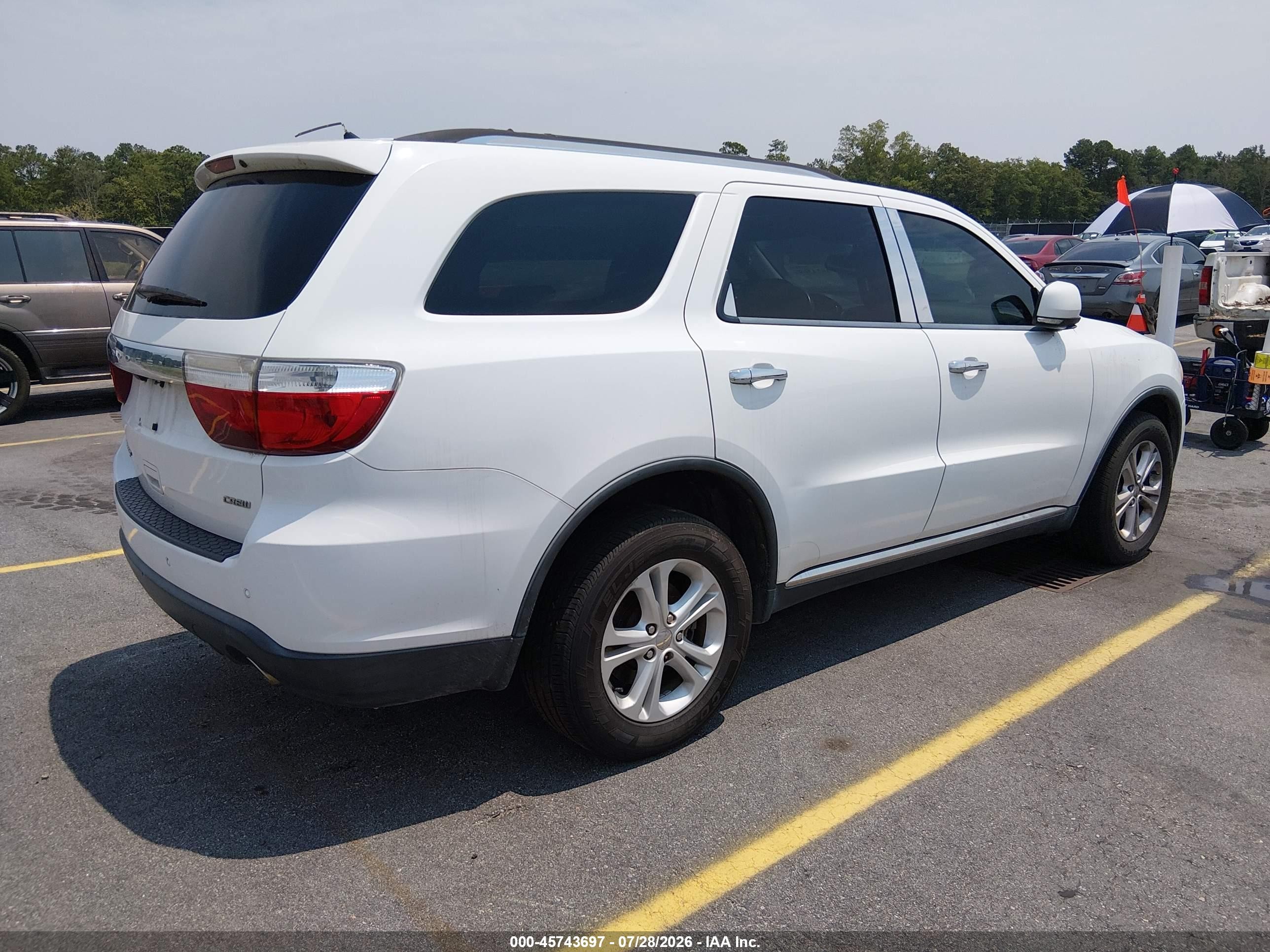2013 Dodge Durango Crew White vin: 1C4SDJDT7DC659026