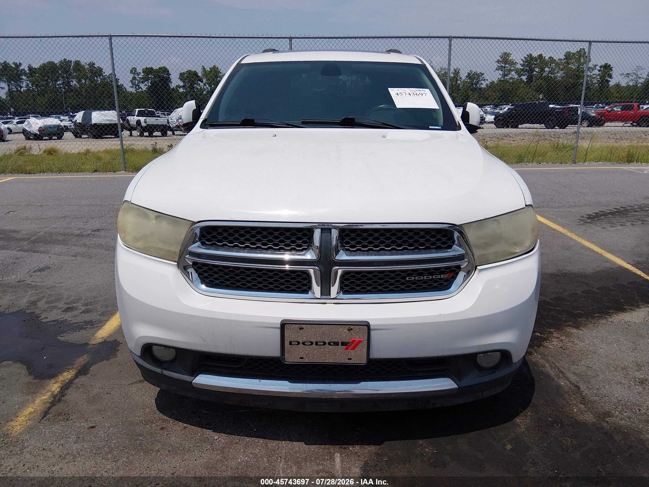 2013 Dodge Durango Crew White vin: 1C4SDJDT7DC659026