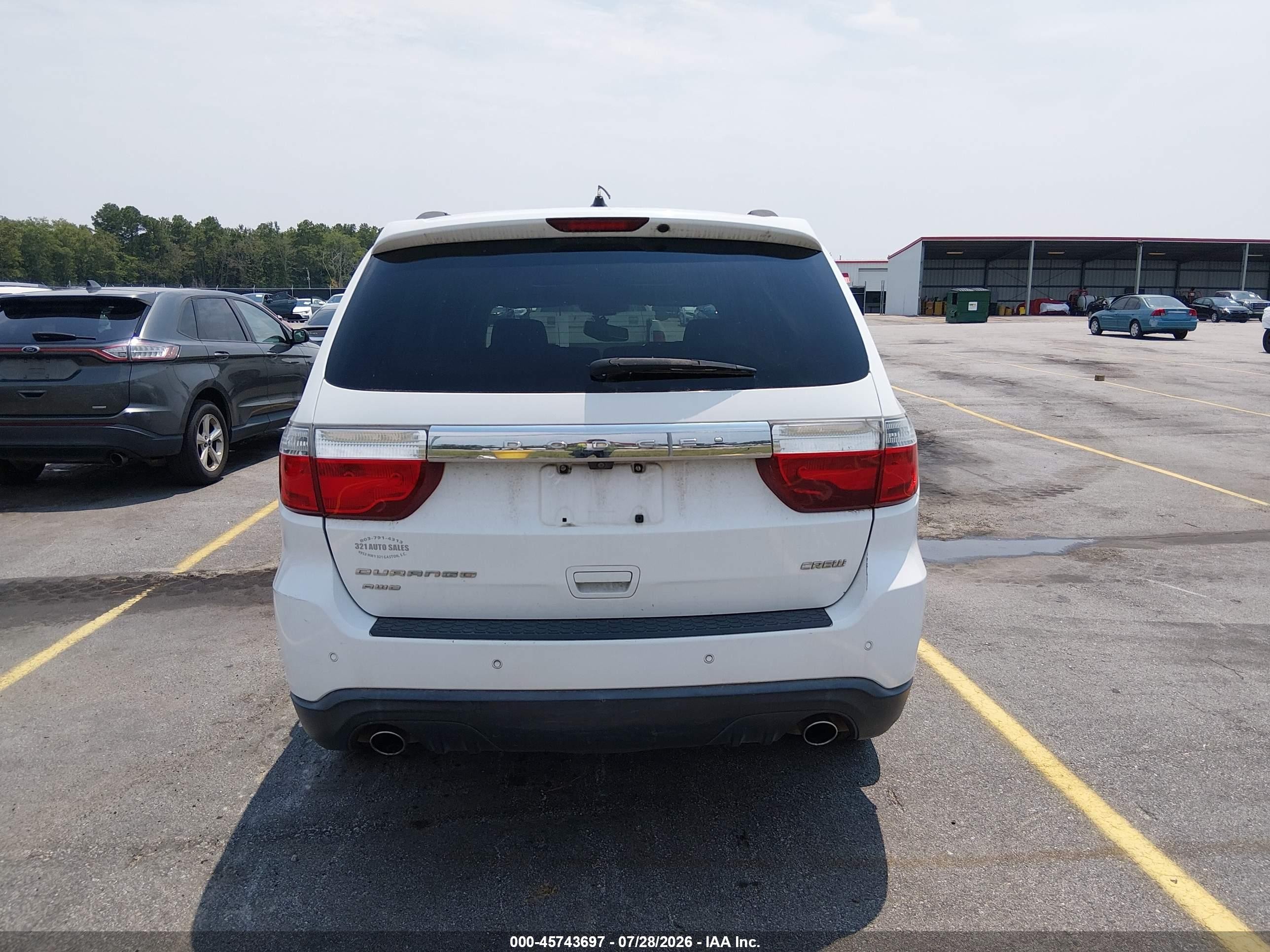 2013 Dodge Durango Crew White vin: 1C4SDJDT7DC659026