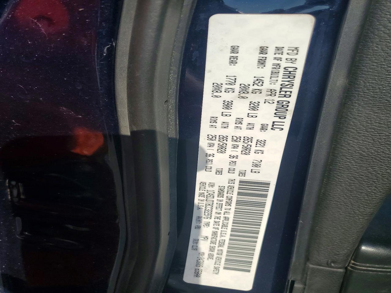 2012 Dodge Durango Crew Blue vin: 1C4SDJDT8CC322976