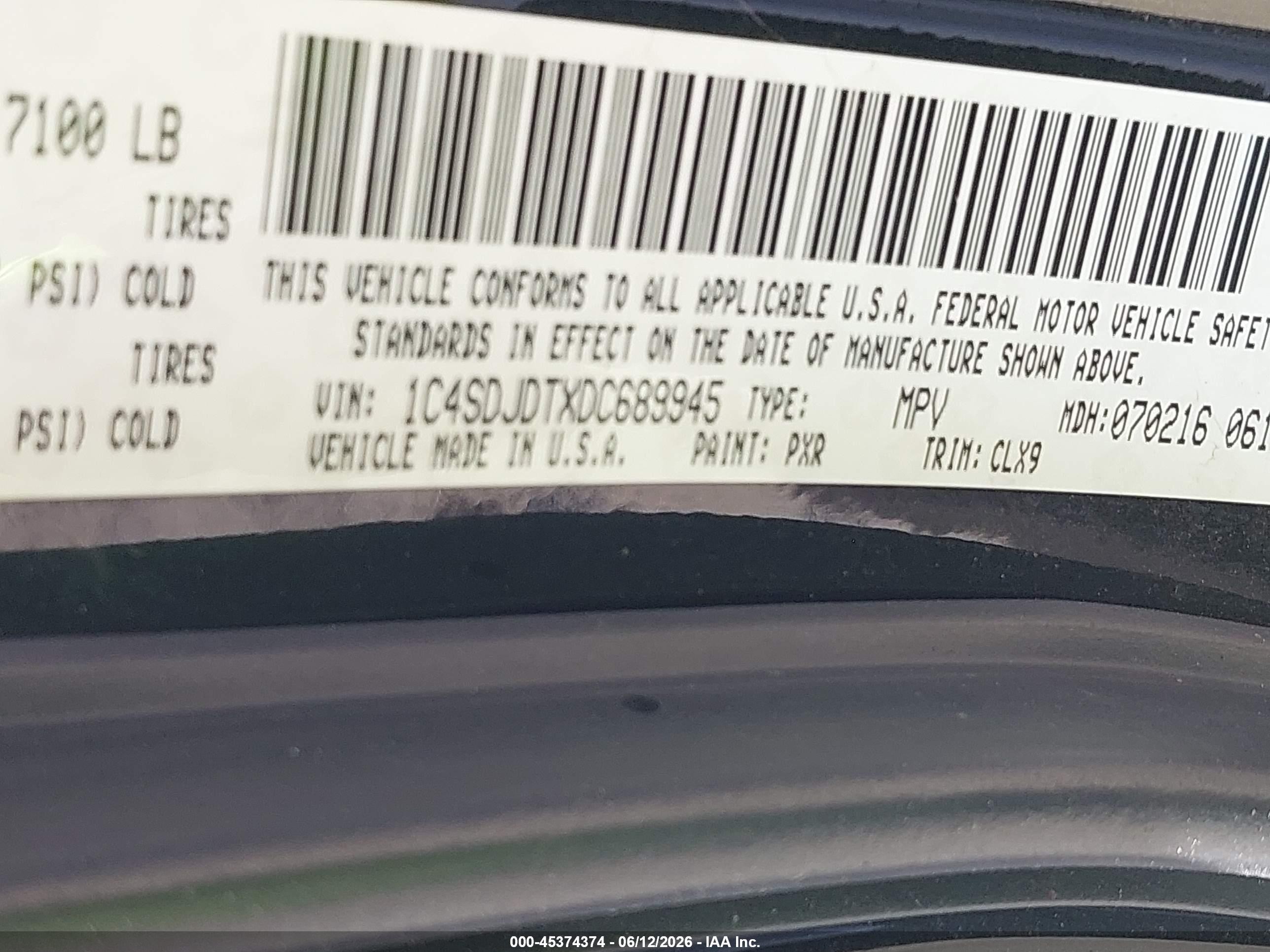 2013 Dodge Durango Crew Black vin: 1C4SDJDTXDC689945