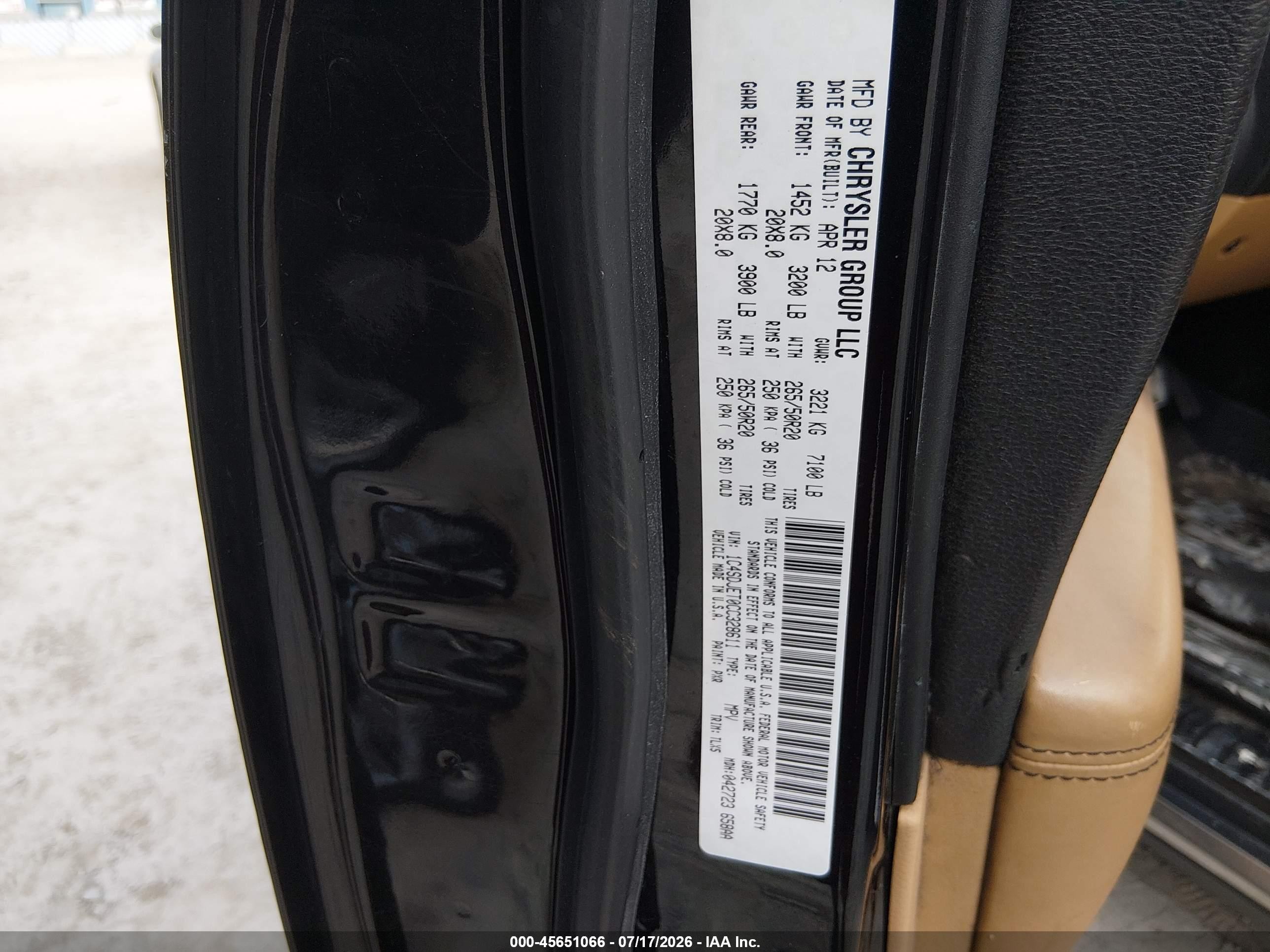2012 Dodge Durango Citadel Black vin: 1C4SDJET0CC328611