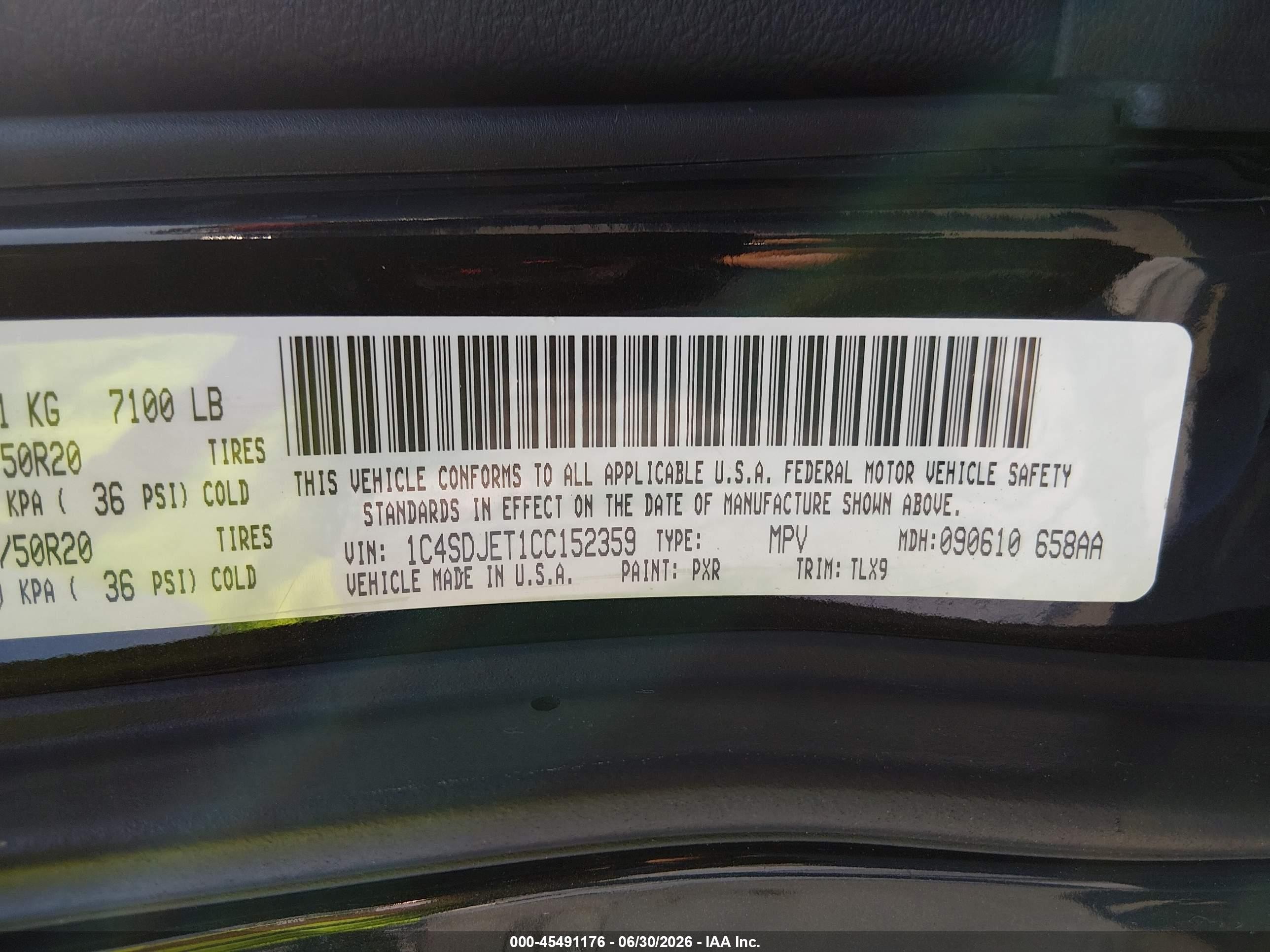 2012 Dodge Durango Citadel Black vin: 1C4SDJET1CC152359