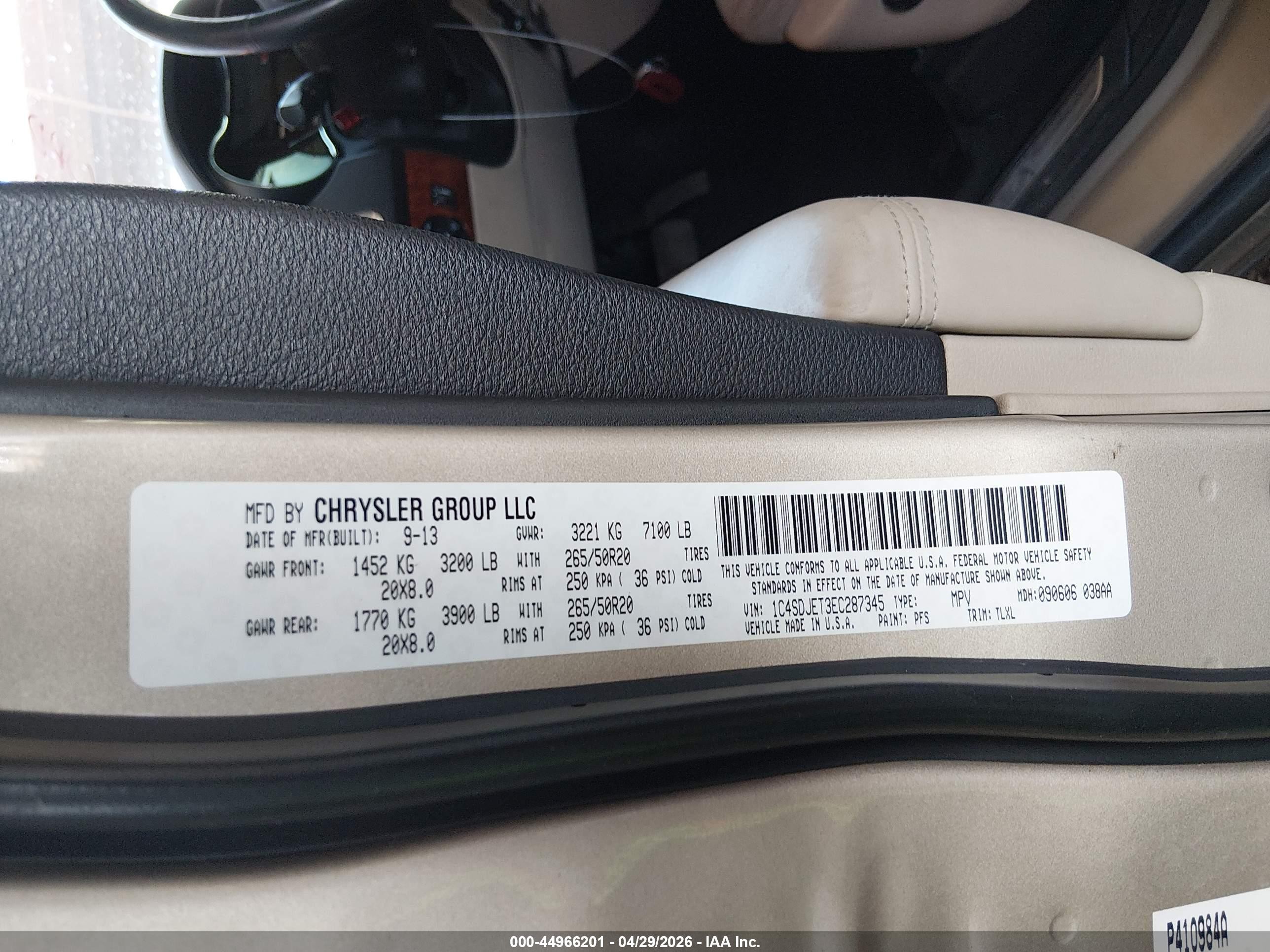 2014 Dodge Durango Citadel Cream vin: 1C4SDJET3EC287345