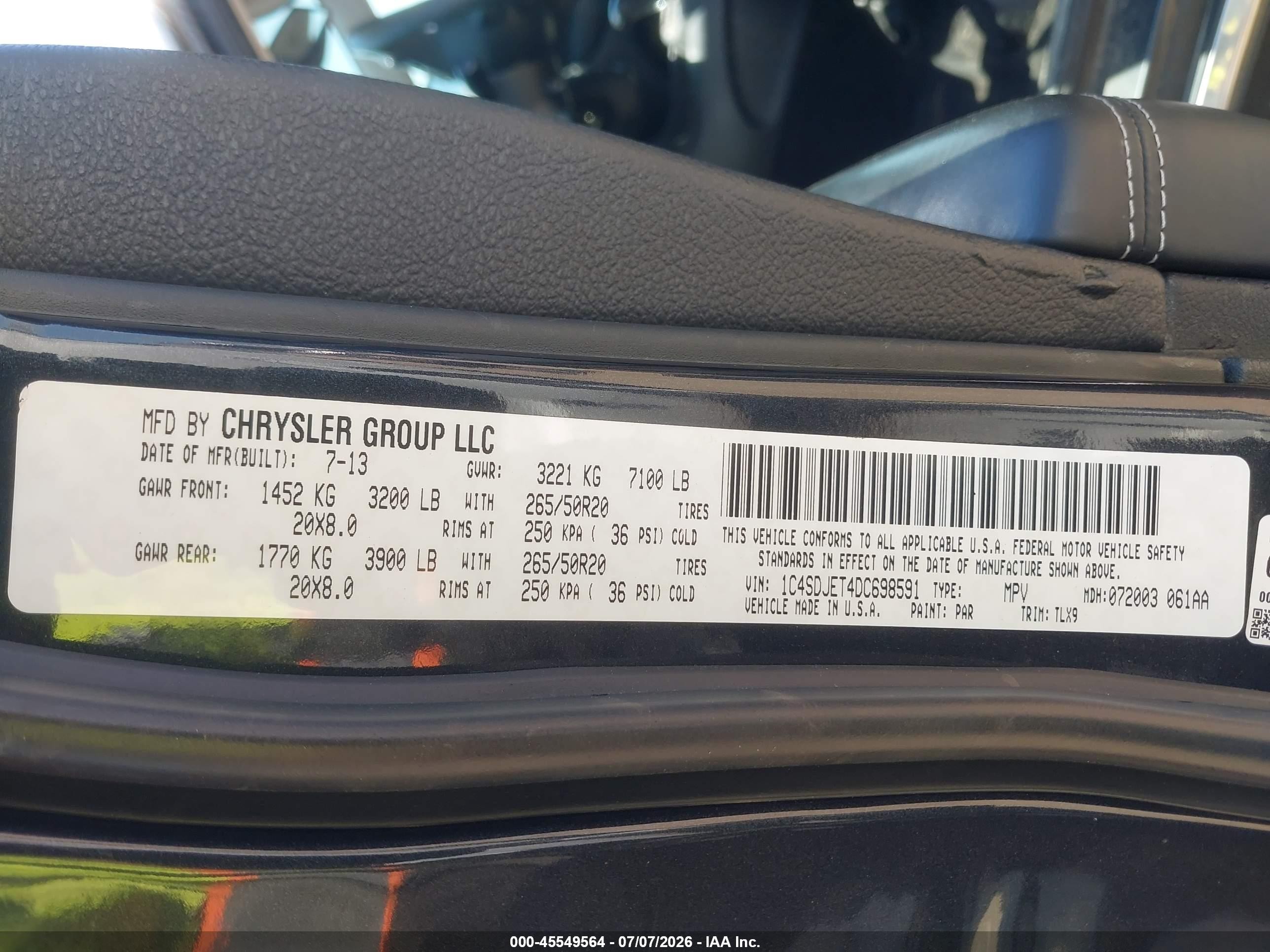 2013 Dodge Durango Citadel Gray vin: 1C4SDJET4DC698591