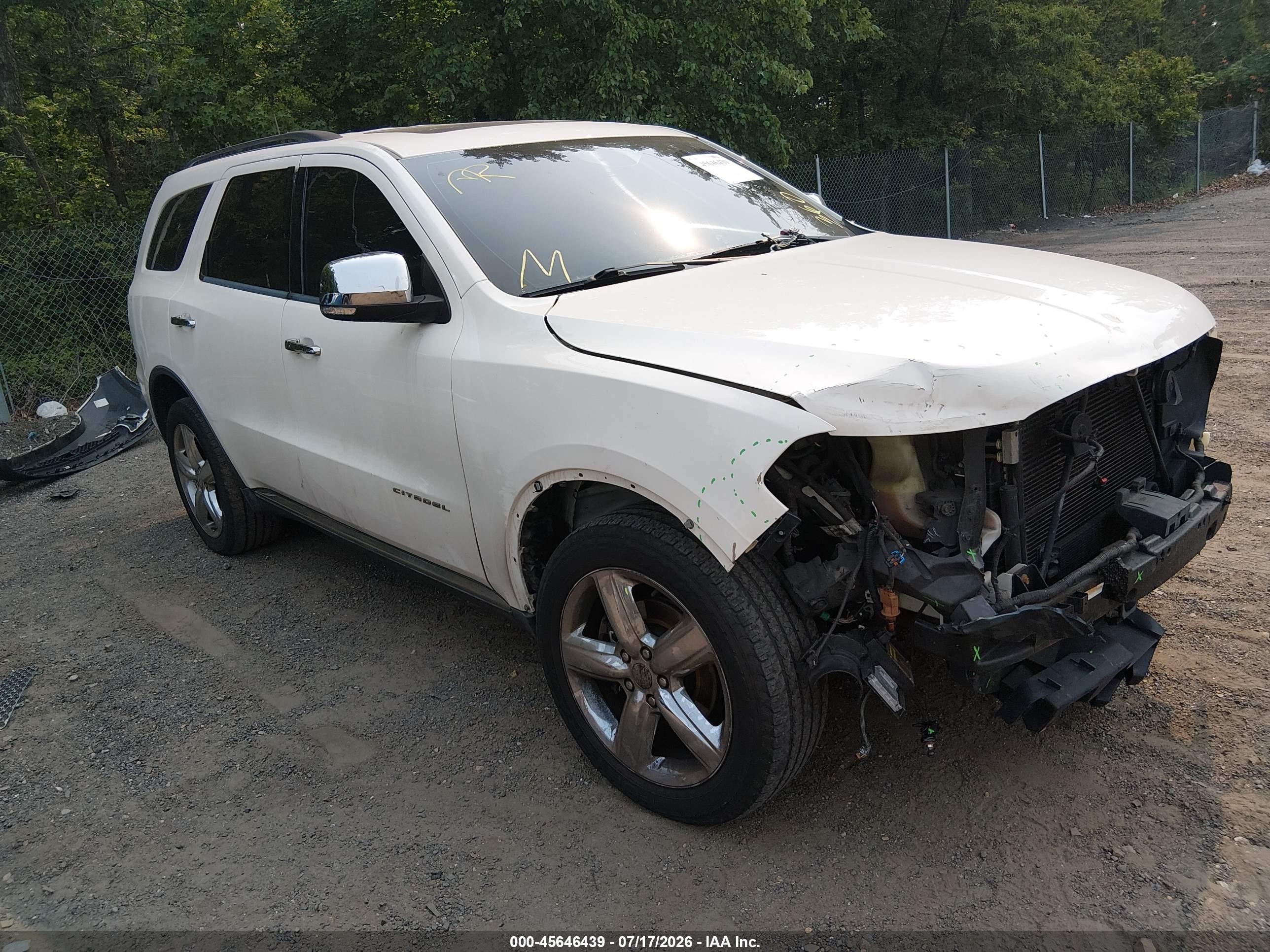 2012 Dodge Durango Citadel White vin: 1C4SDJET8CC144064