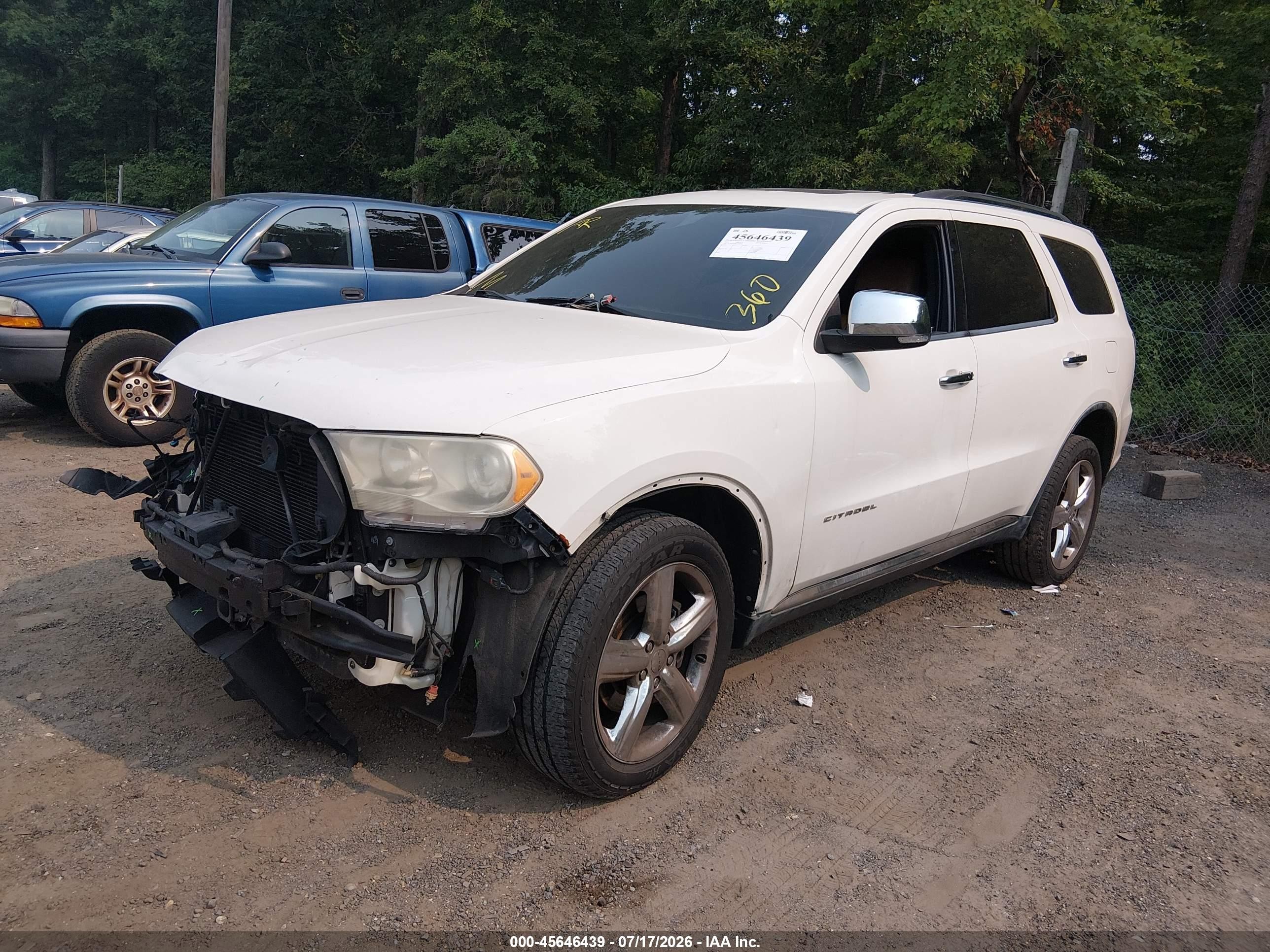 2012 Dodge Durango Citadel White vin: 1C4SDJET8CC144064