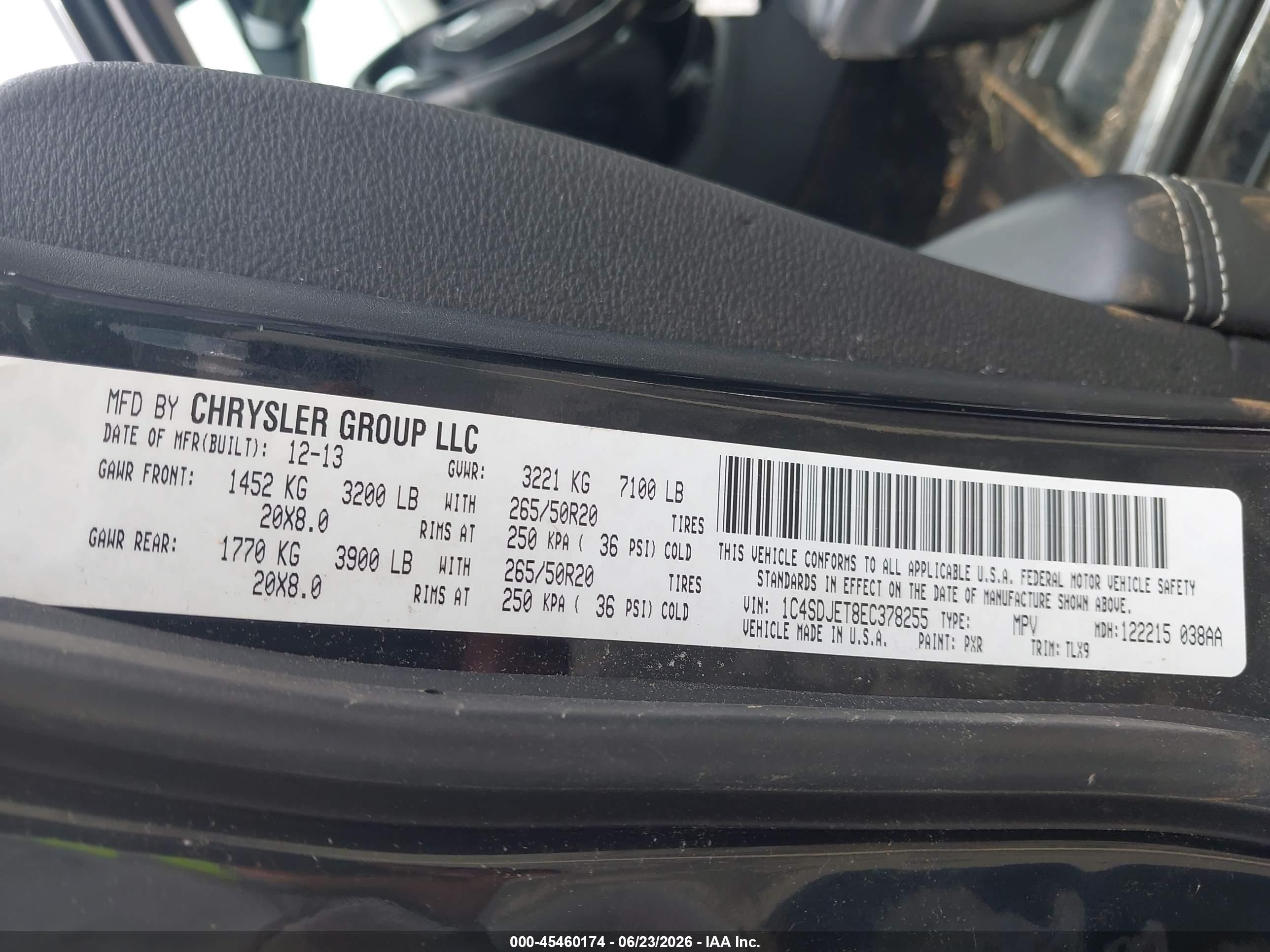 2014 Dodge Durango Citadel Black vin: 1C4SDJET8EC378255