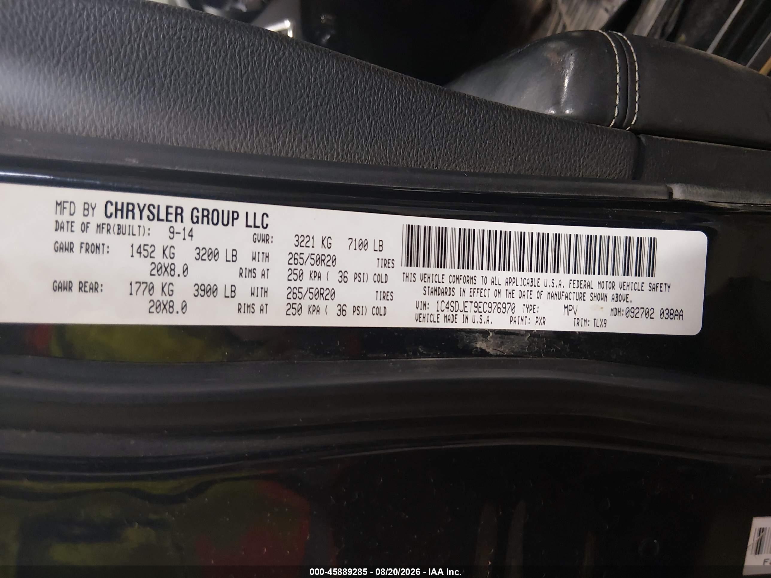 2014 Dodge Durango Citadel Black vin: 1C4SDJET9EC976970