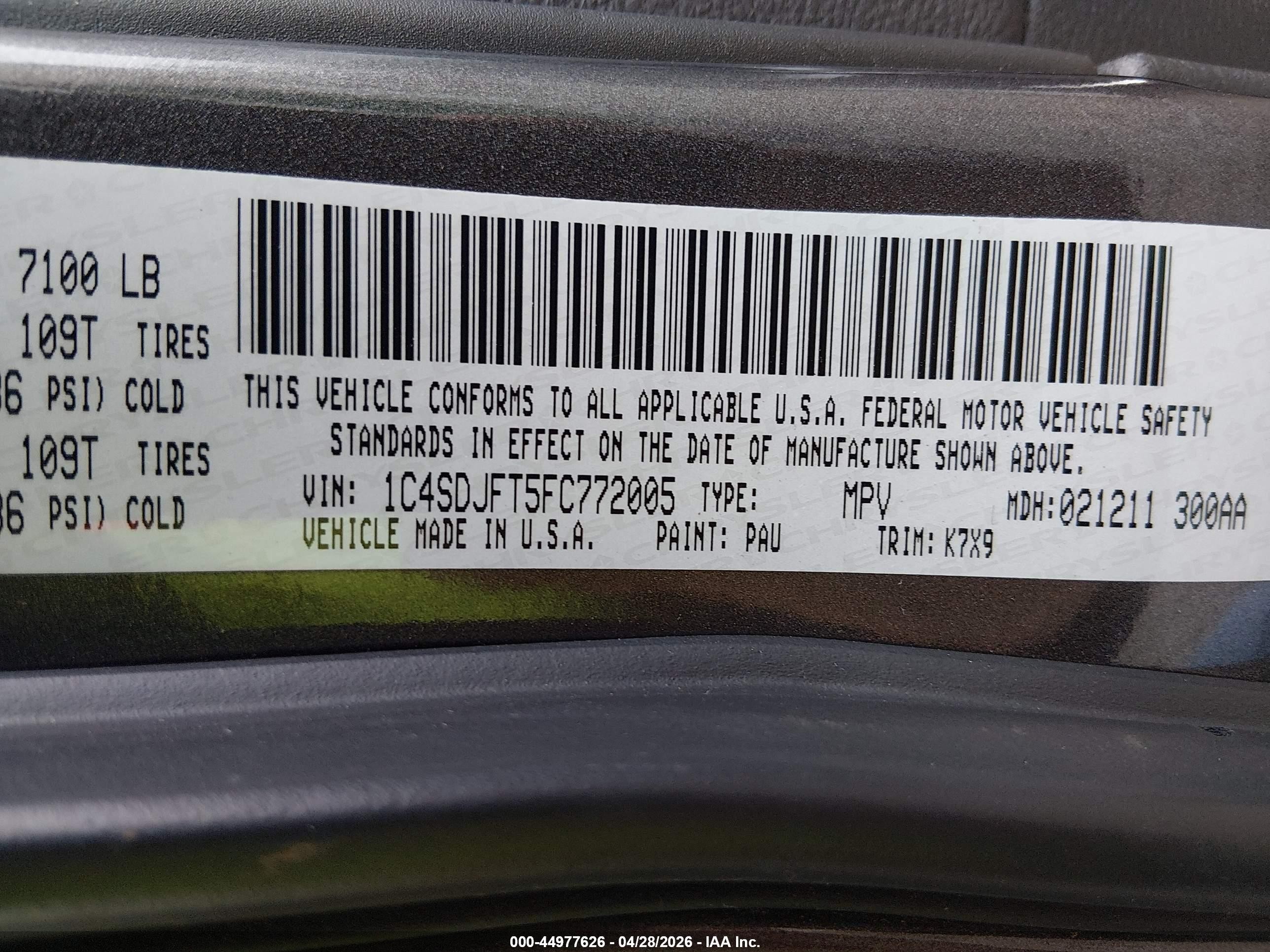 2015 Dodge Durango Special Service Gray vin: 1C4SDJFT5FC772005