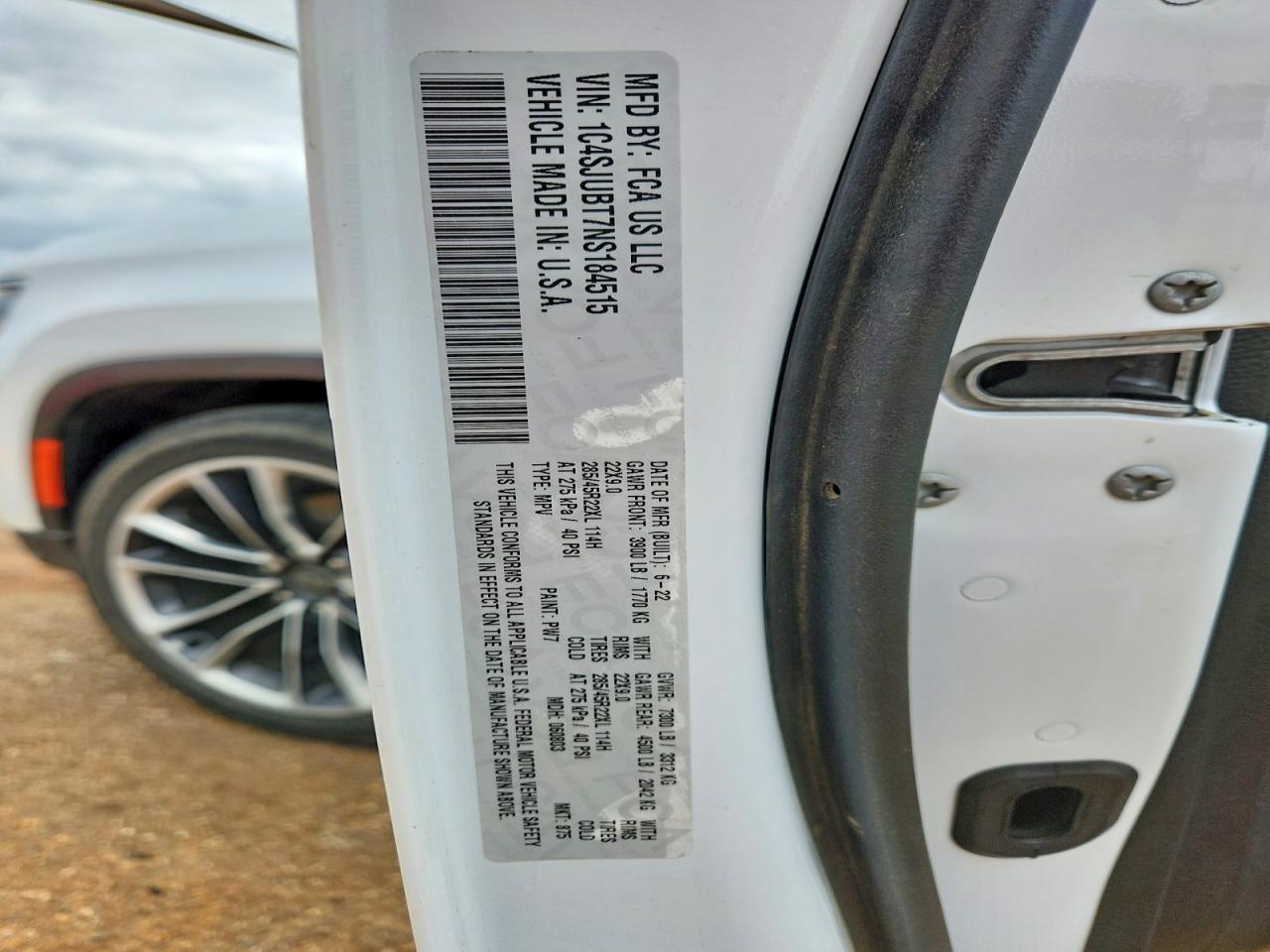 2022 Jeep Wagoneer Series Ii White vin: 1C4SJUBT7NS184515