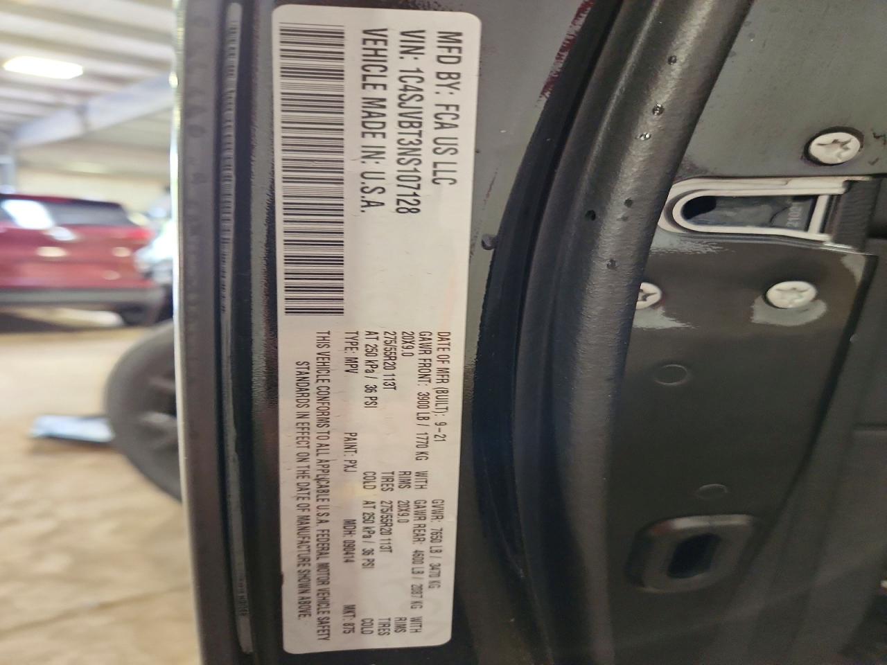 2022 Jeep Wagoneer Series Ii Black vin: 1C4SJVBT3NS107128