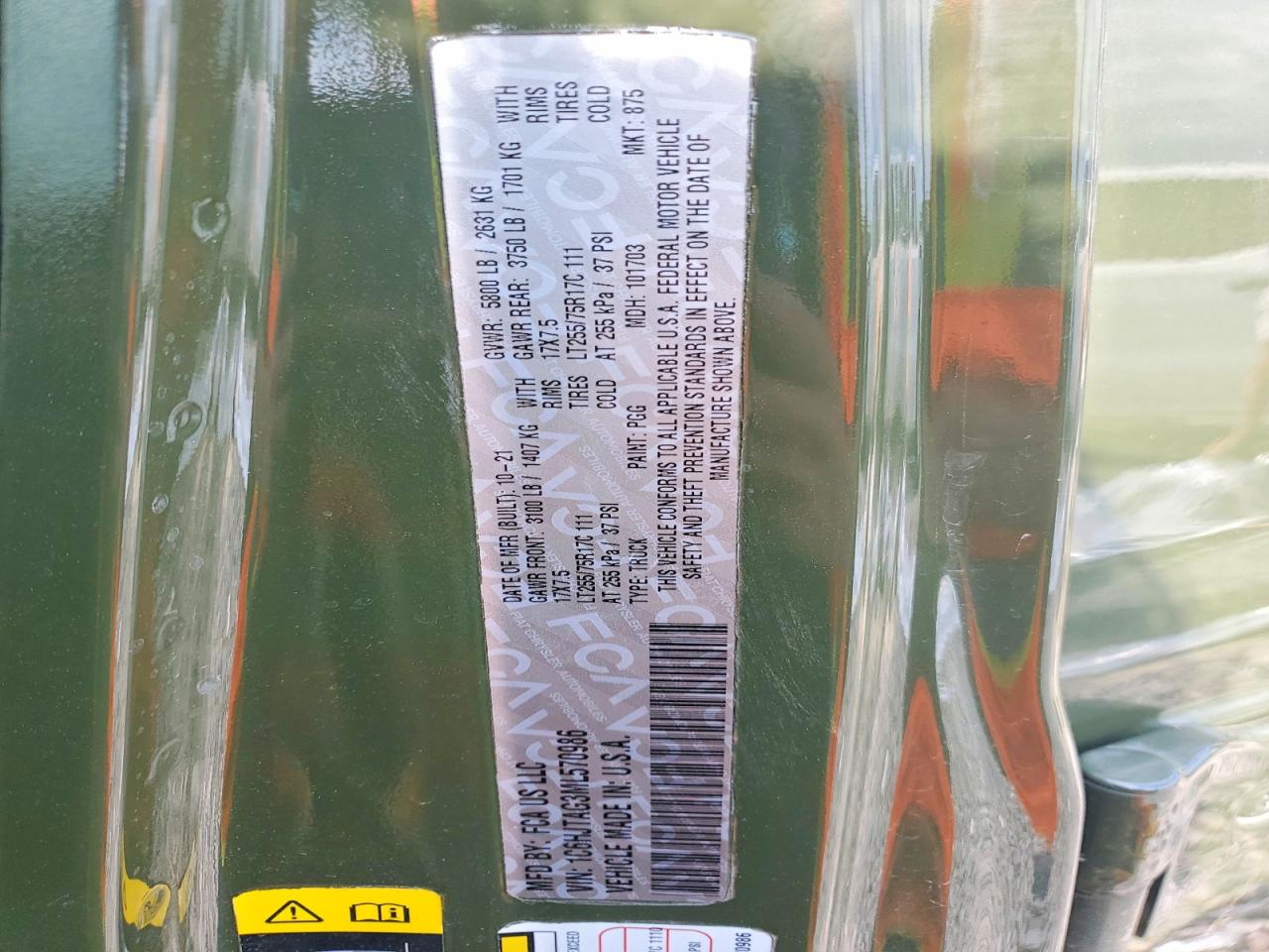 2021 Jeep Gladiator Sport Green vin: 1C6HJTAG3ML570986