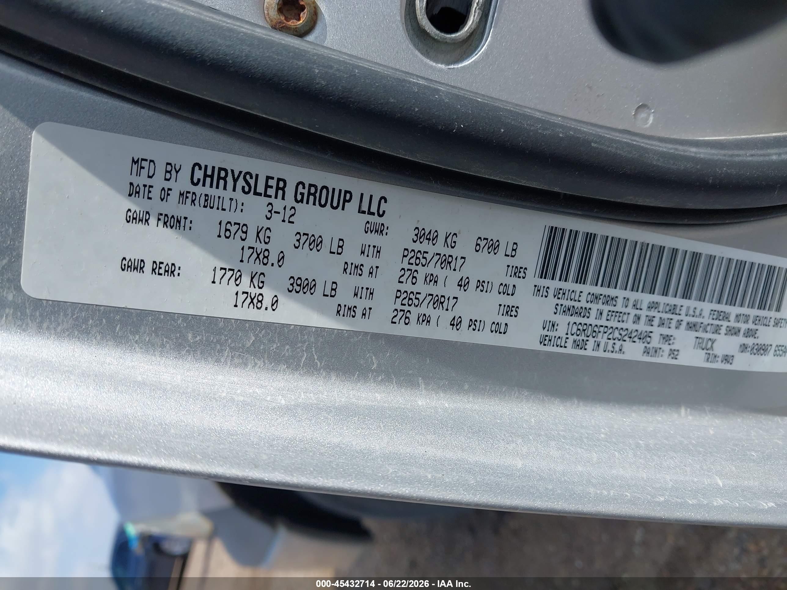 2012 Ram 1500 Tradesman Silver vin: 1C6RD6FP2CS242405