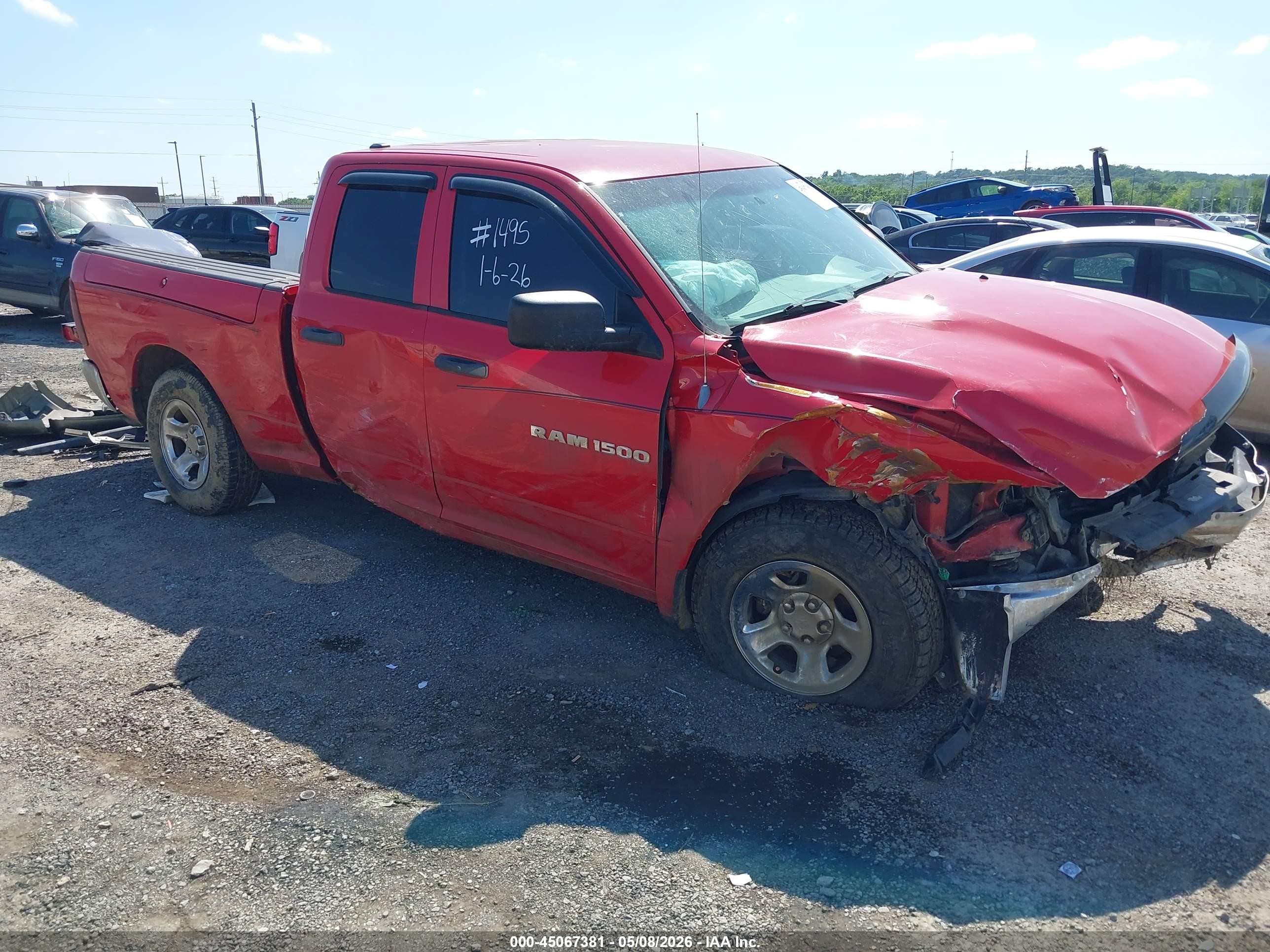 2012 Ram 1500 St Red vin: 1C6RD6FP9CS231918
