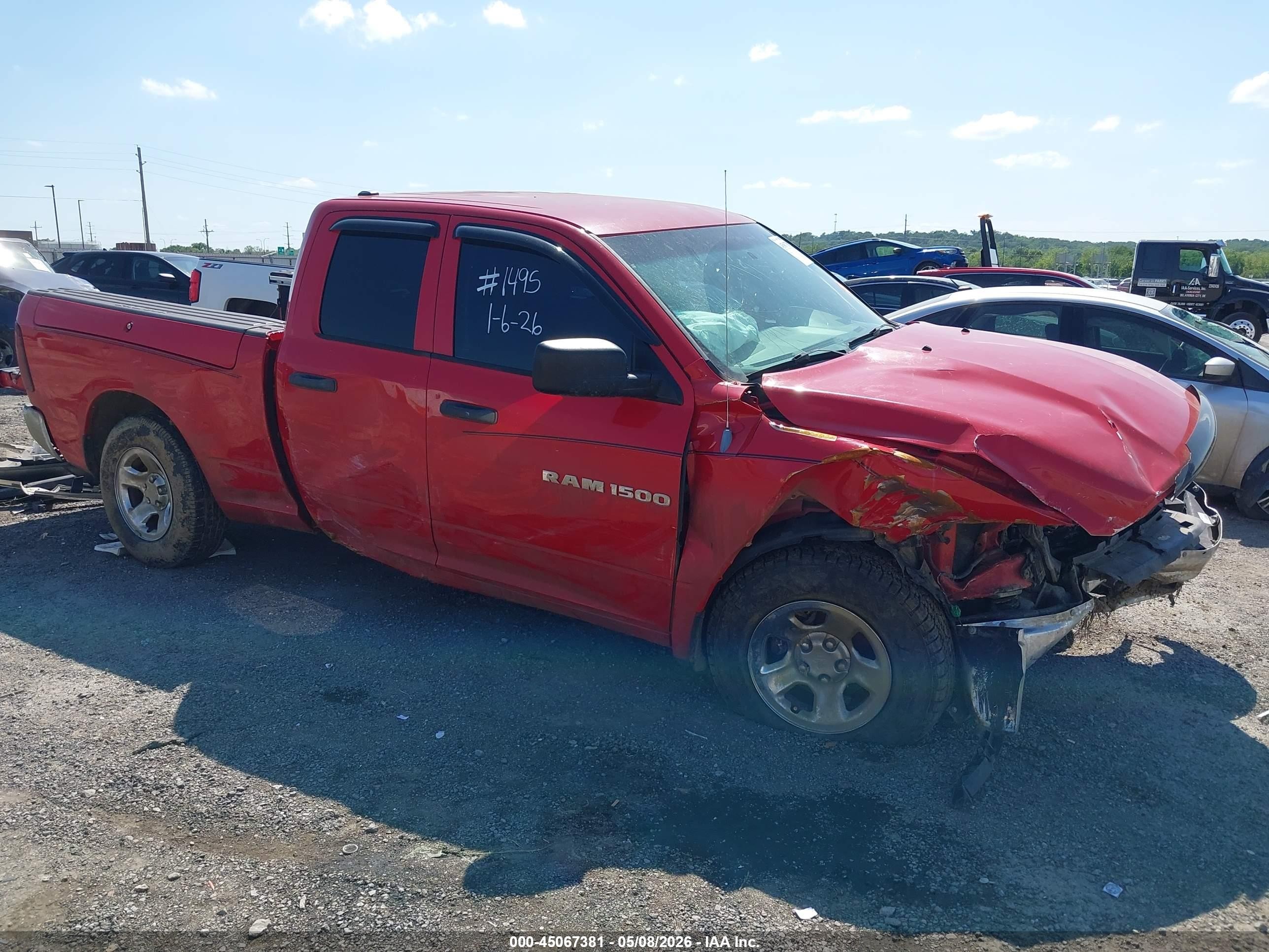 2012 Ram 1500 St Красный vin: 1C6RD6FP9CS231918