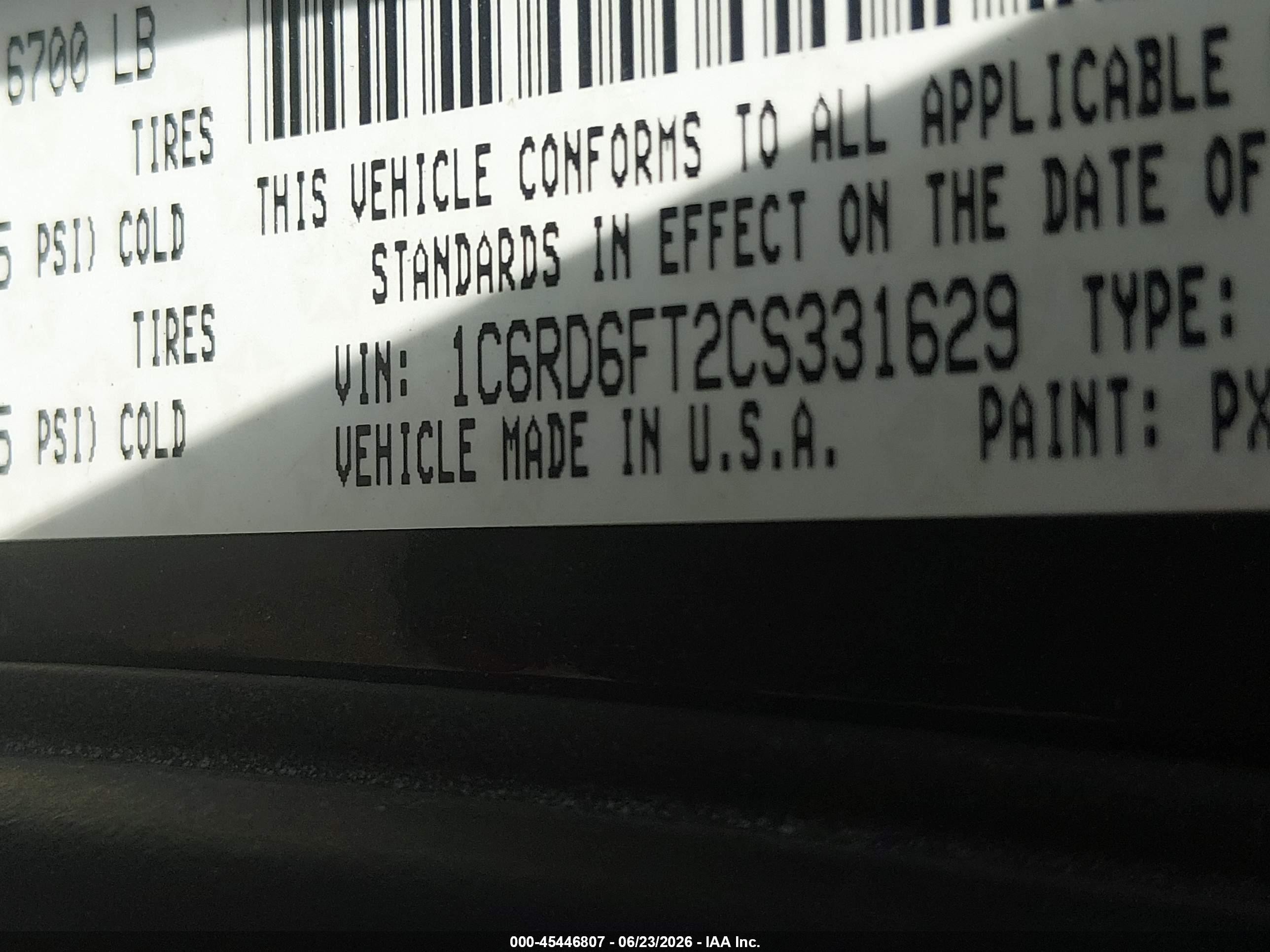 2012 Ram 1500 Express Black vin: 1C6RD6FT2CS331629