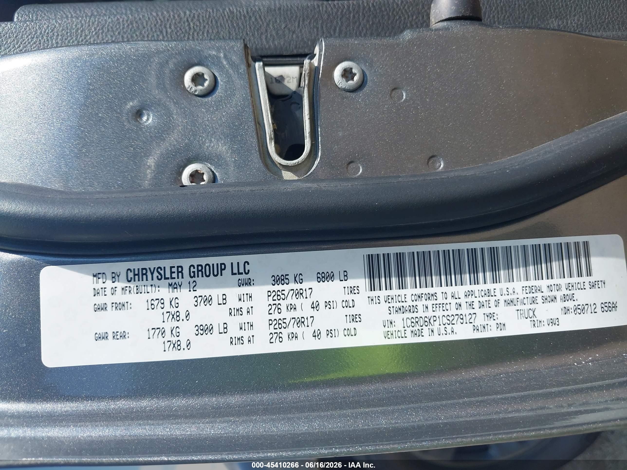 2012 Ram 1500 Tradesman Gray vin: 1C6RD6KP1CS279127