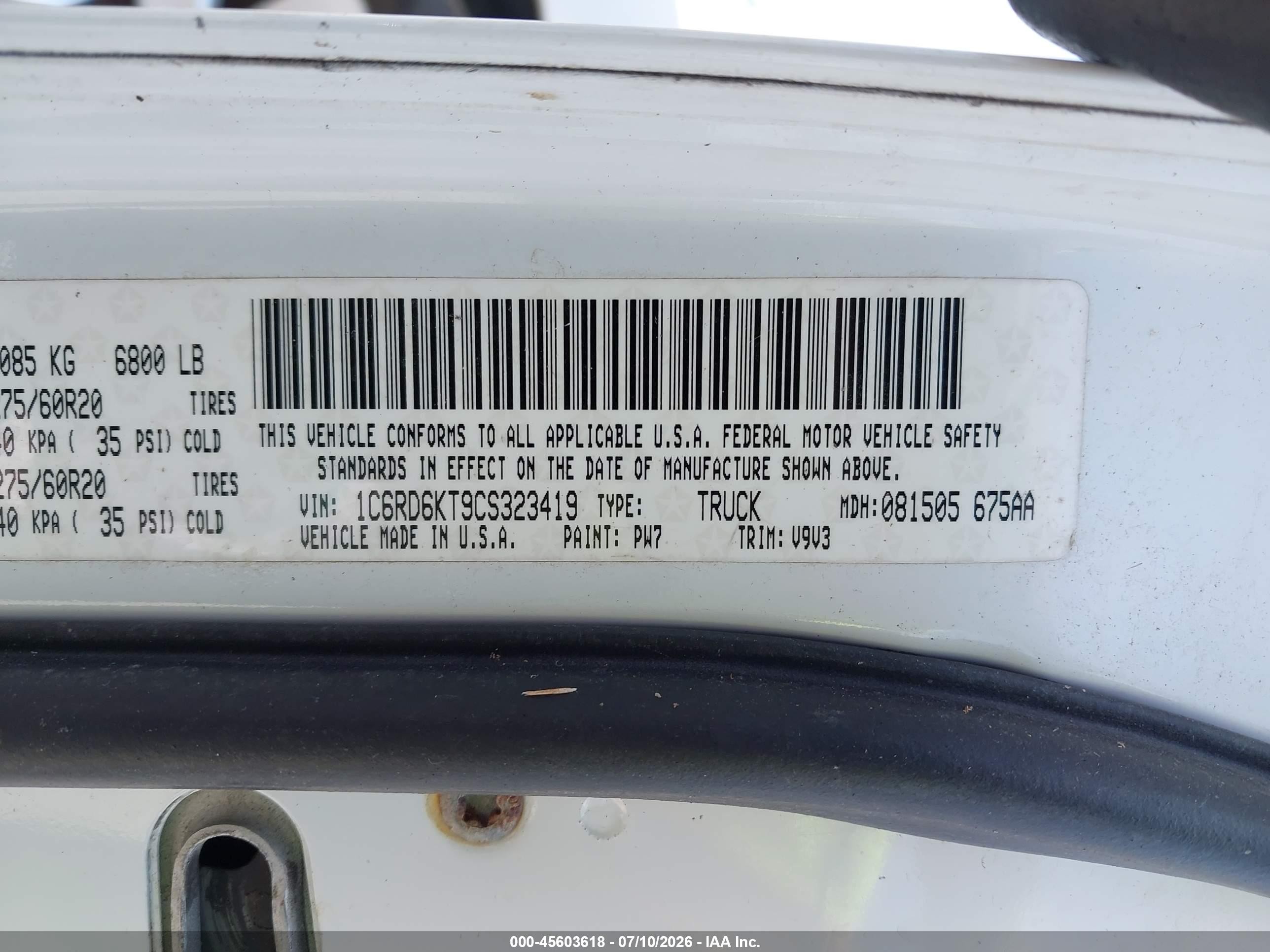 2012 Ram 1500 Express Белый vin: 1C6RD6KT9CS323419