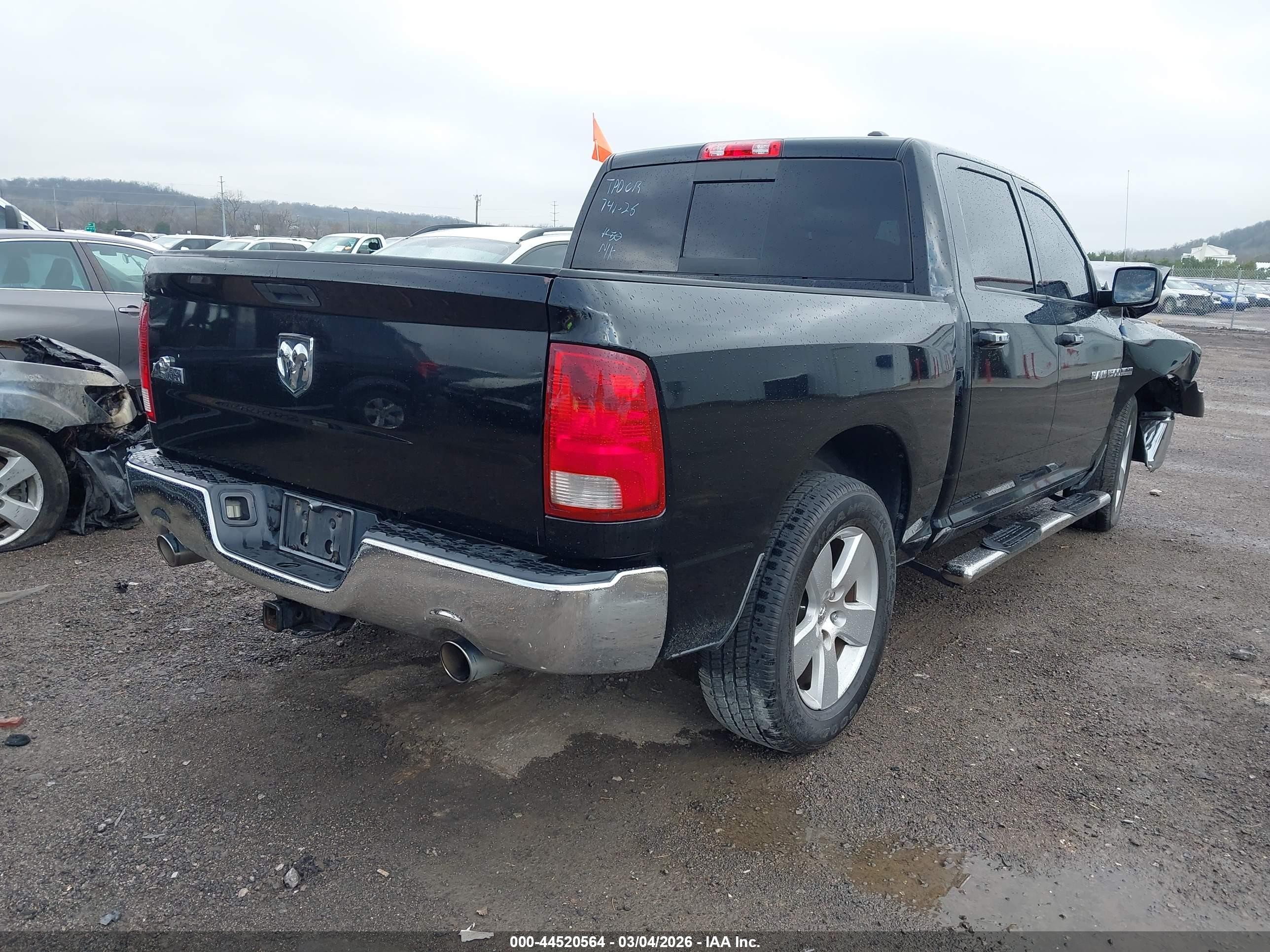 2012 Ram 1500 Slt Black vin: 1C6RD6LT0CS174283