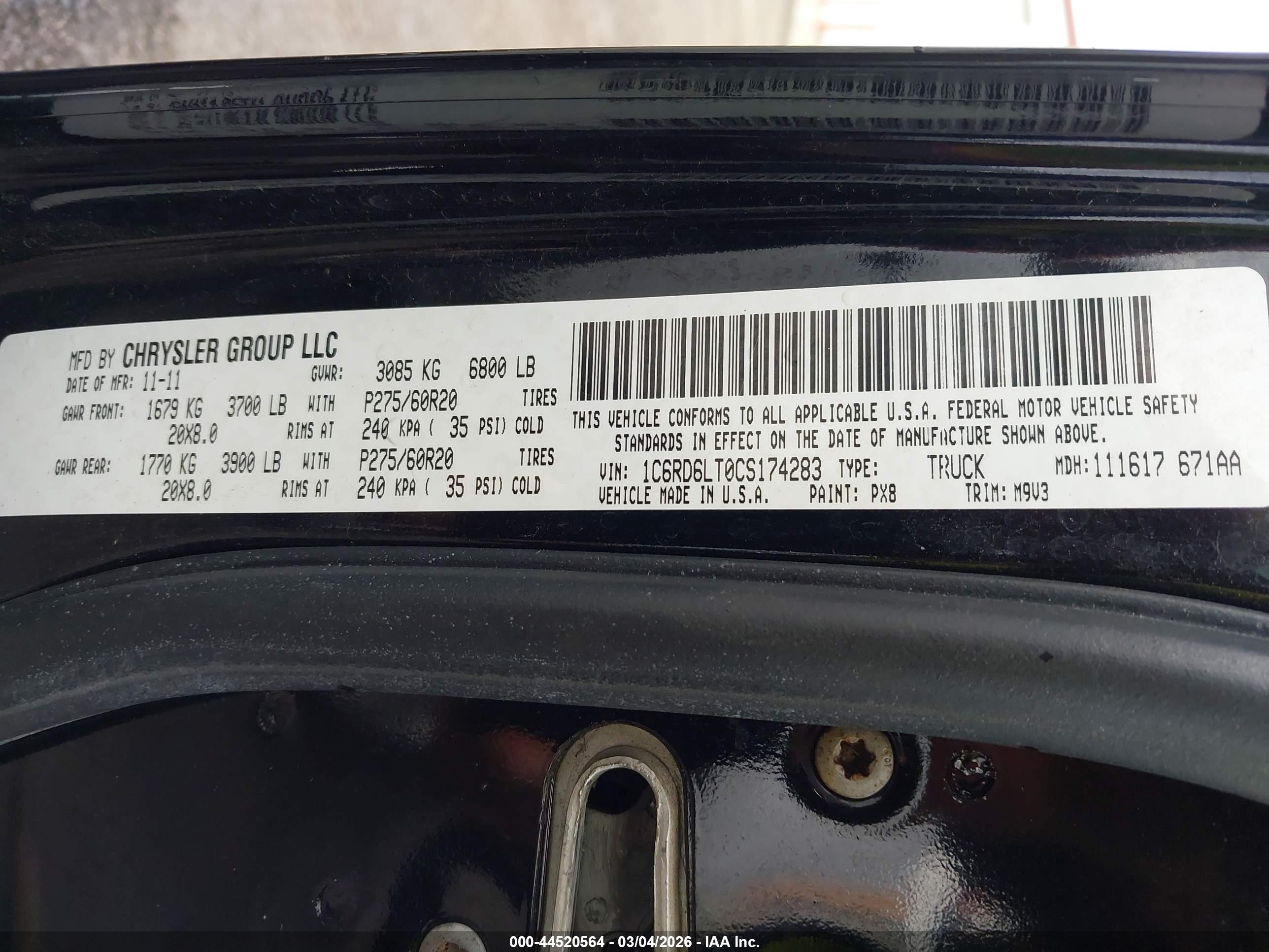 2012 Ram 1500 Slt Black vin: 1C6RD6LT0CS174283