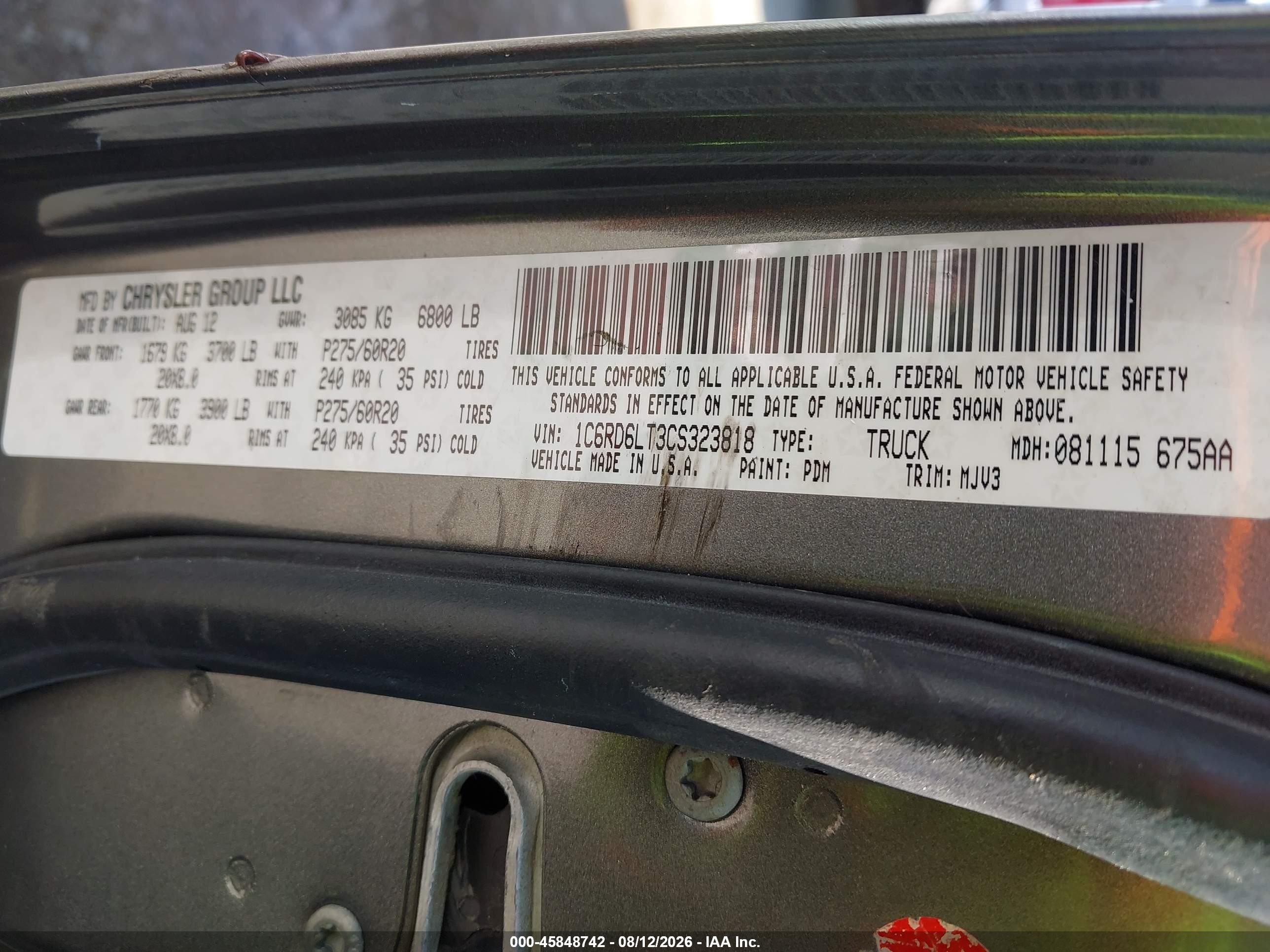 2012 Ram 1500 Slt Gray vin: 1C6RD6LT3CS323818