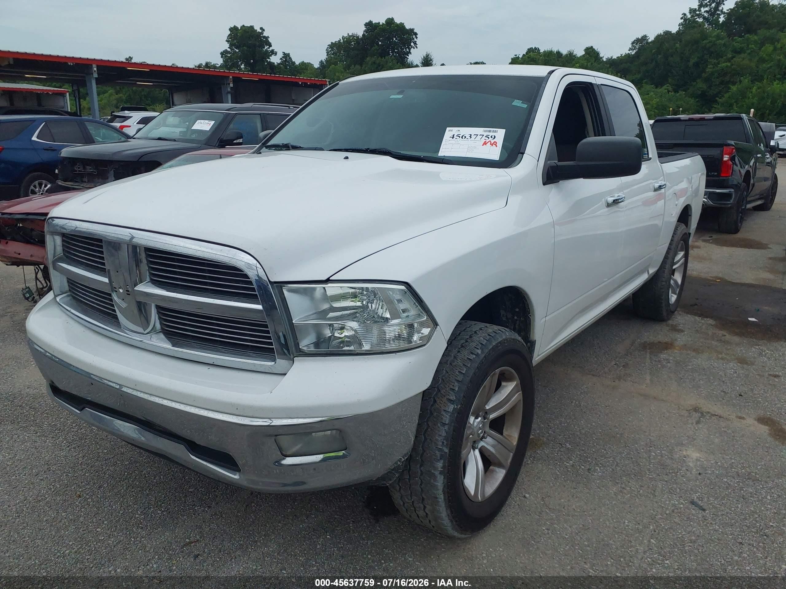 2012 Ram 1500 Big Horn White vin: 1C6RD6LT4CS318630