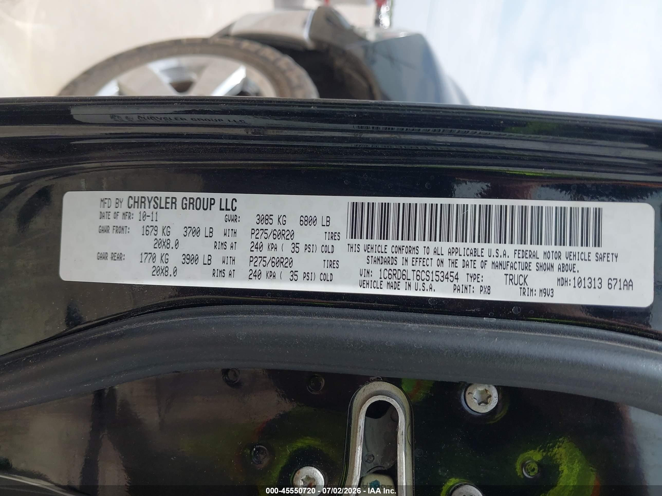 2012 Ram 1500 Lone Star Black vin: 1C6RD6LT6CS153454
