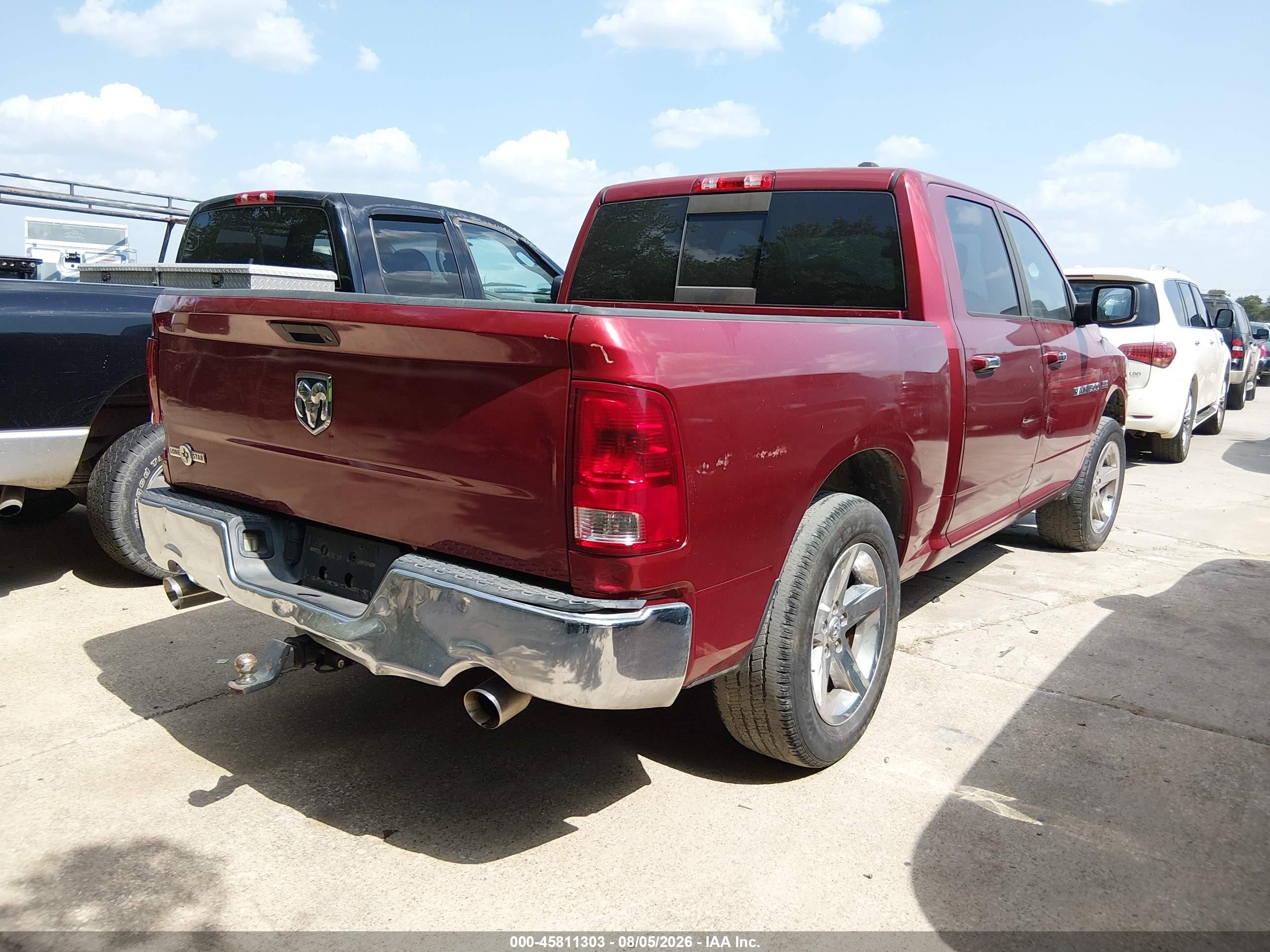 2012 Ram 1500 Lone Star Burgundy vin: 1C6RD6LT9CS312998