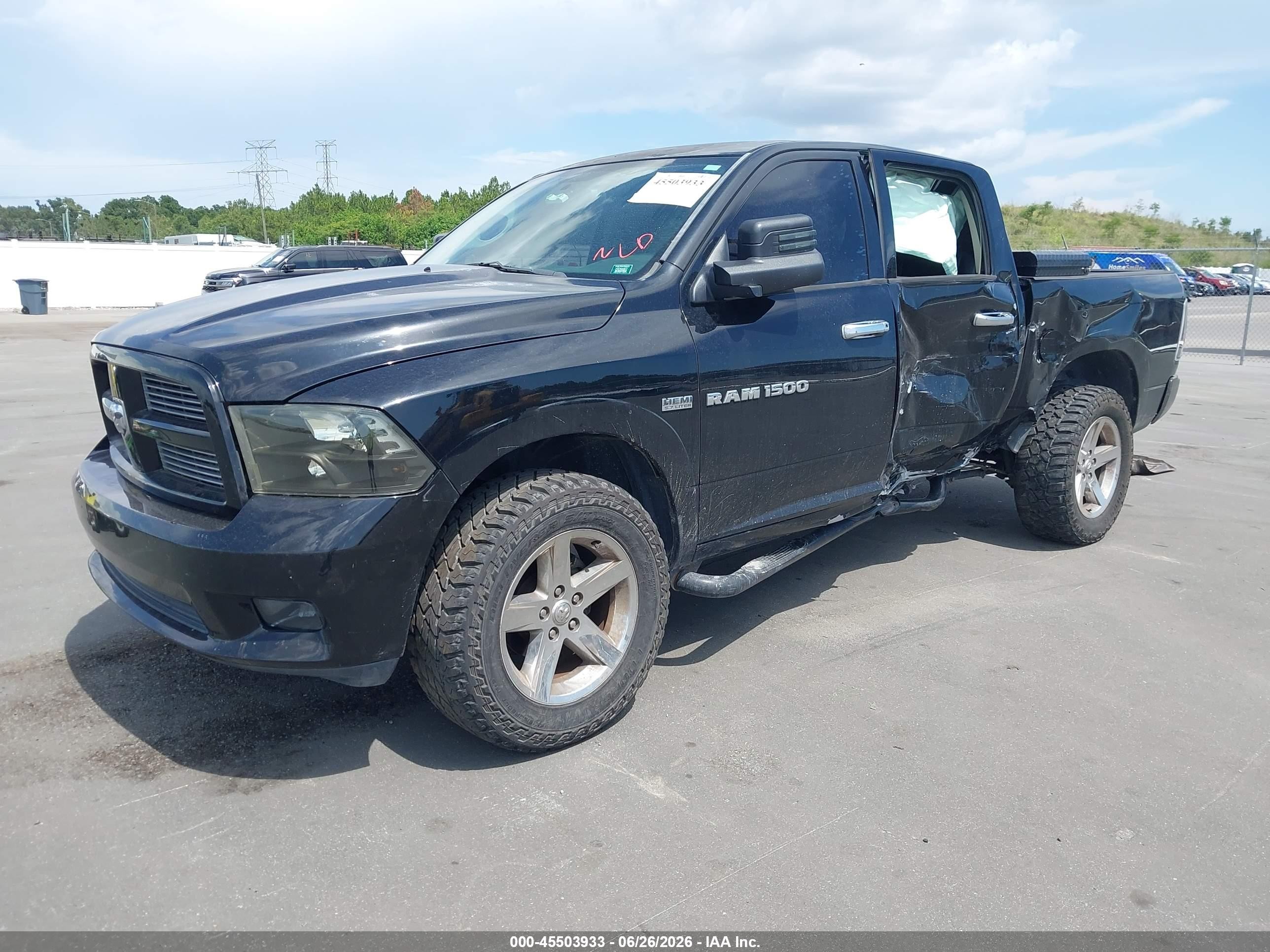 2012 Ram 1500 Sport Черный vin: 1C6RD6MT9CS249142