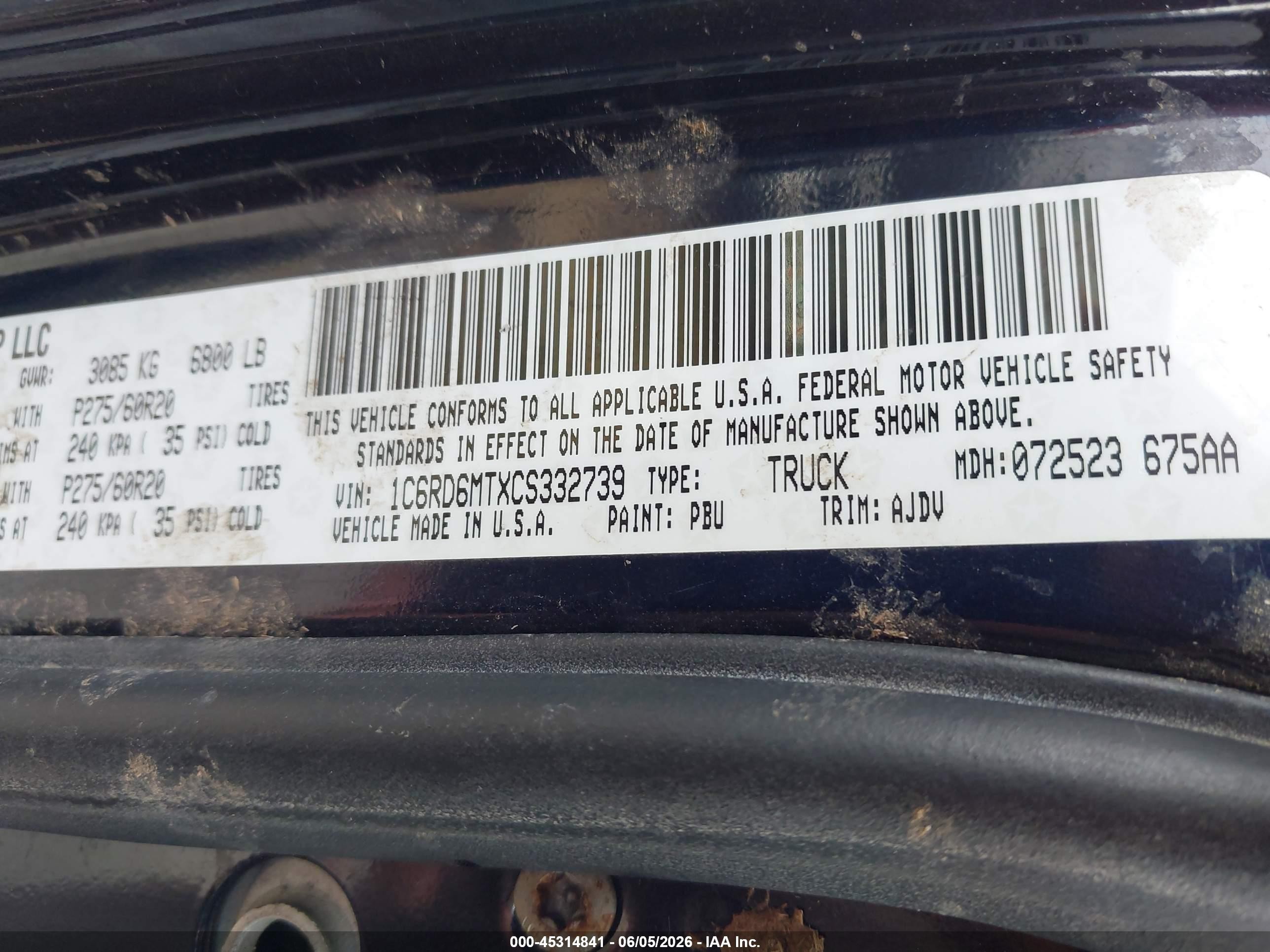 2012 Ram 1500 Sport Blue vin: 1C6RD6MTXCS332739