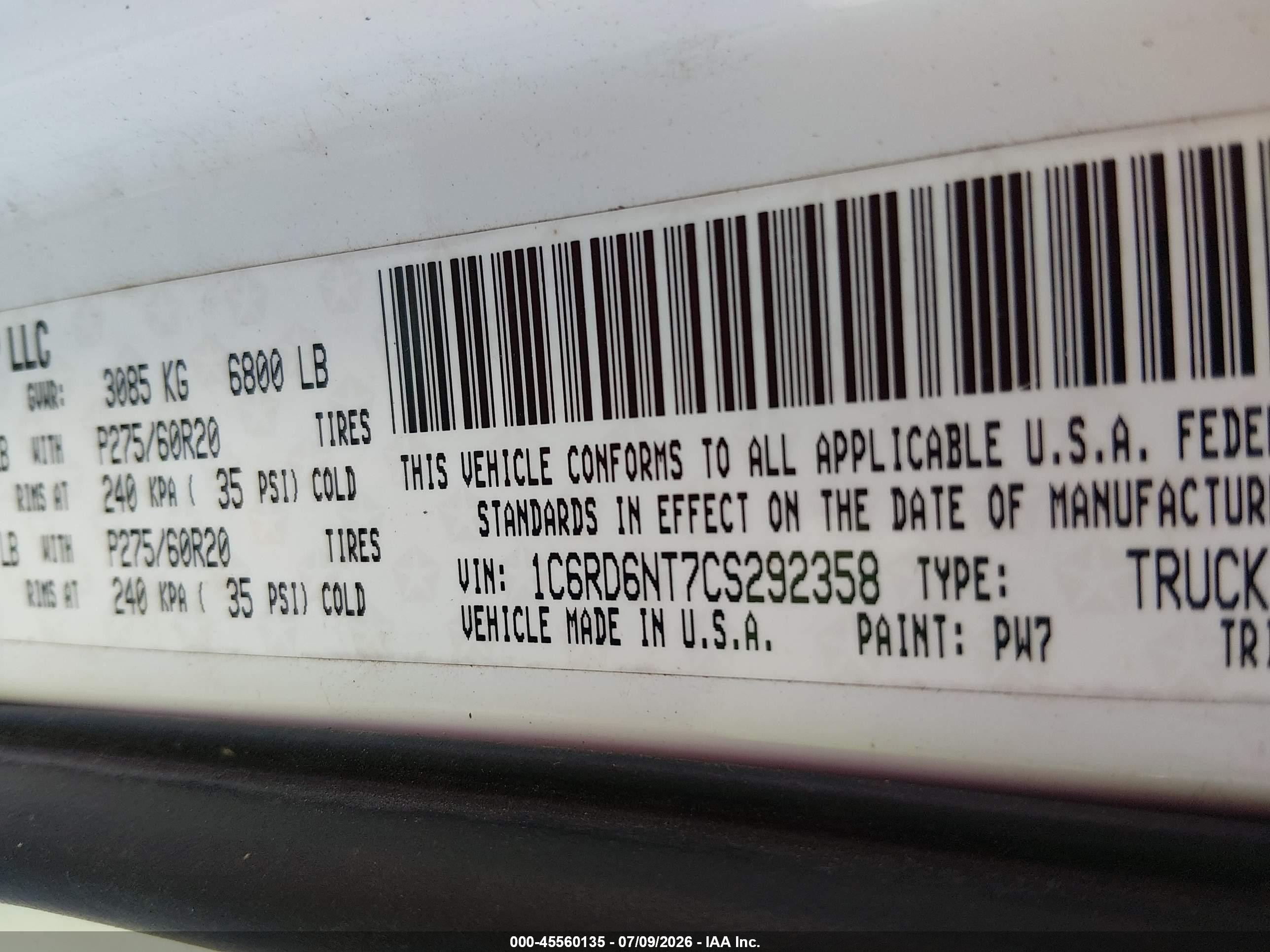 2012 Ram 1500 Laramie White vin: 1C6RD6NT7CS292358