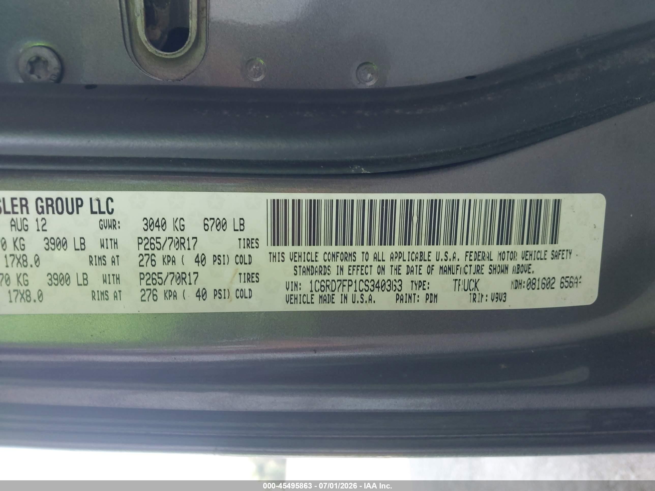 2012 Ram 1500 Tradesman Gray vin: 1C6RD7FP1CS340363