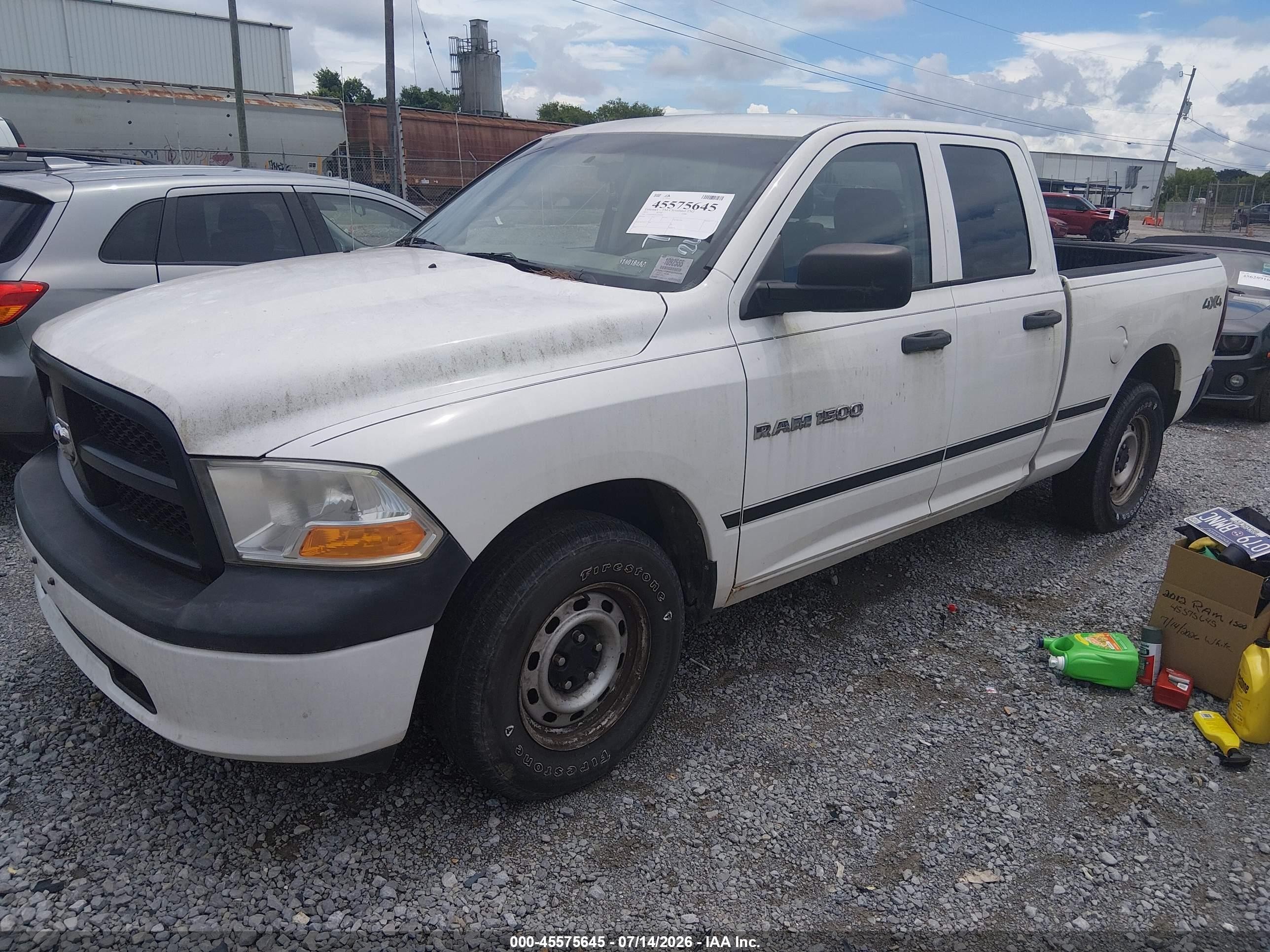 2012 Ram 1500 St White vin: 1C6RD7FP5CS264498