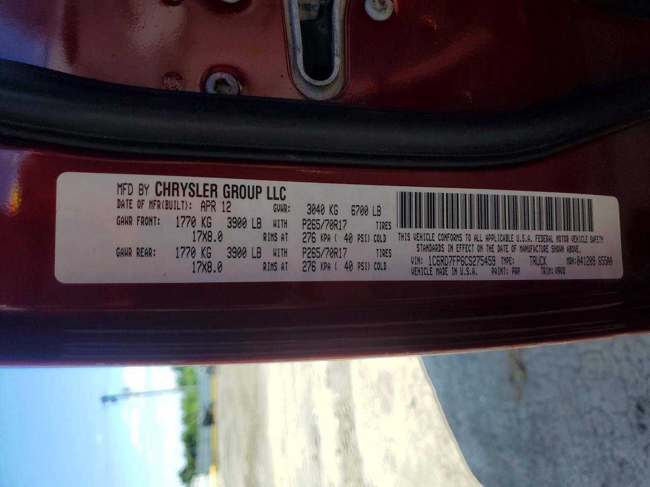2012 Dodge Ram 1500 St Red vin: 1C6RD7FP6CS275459