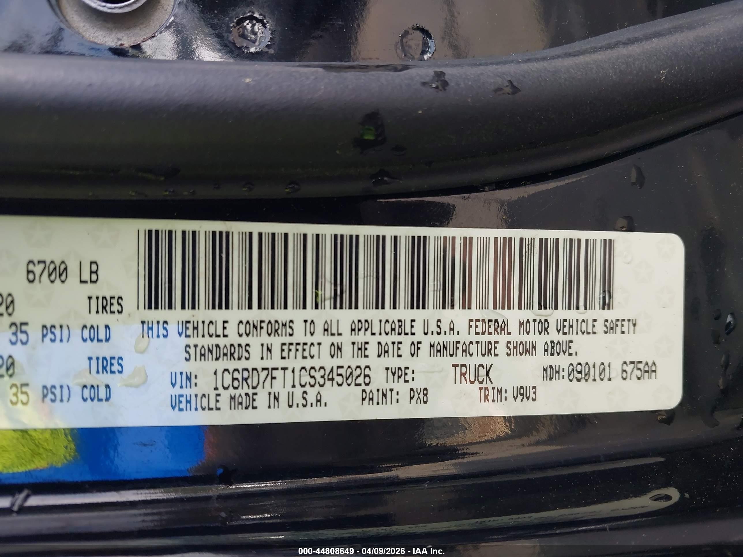 2012 Ram 1500 St Black vin: 1C6RD7FT1CS345026