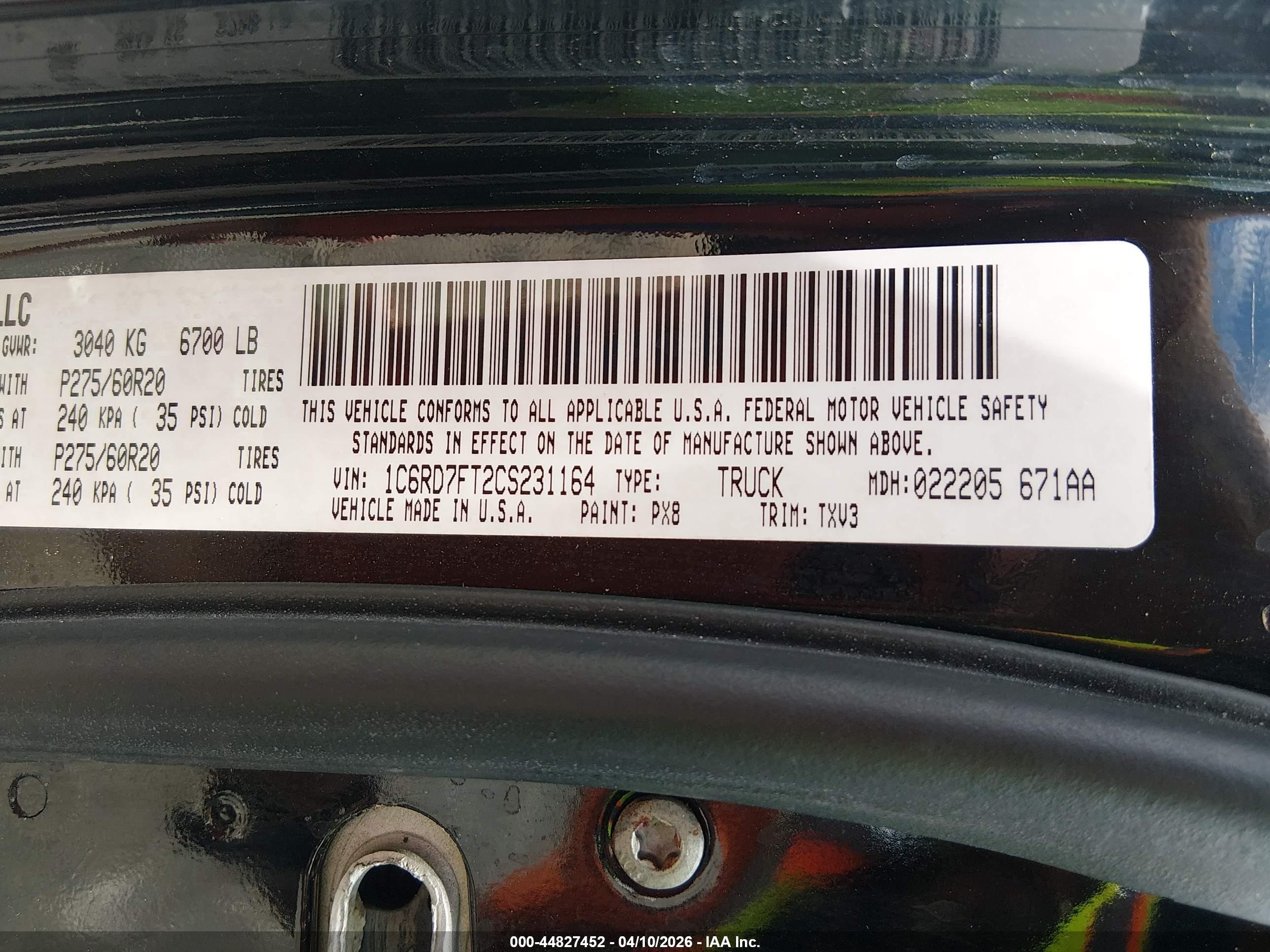 2012 Ram 1500 St Black vin: 1C6RD7FT2CS231164