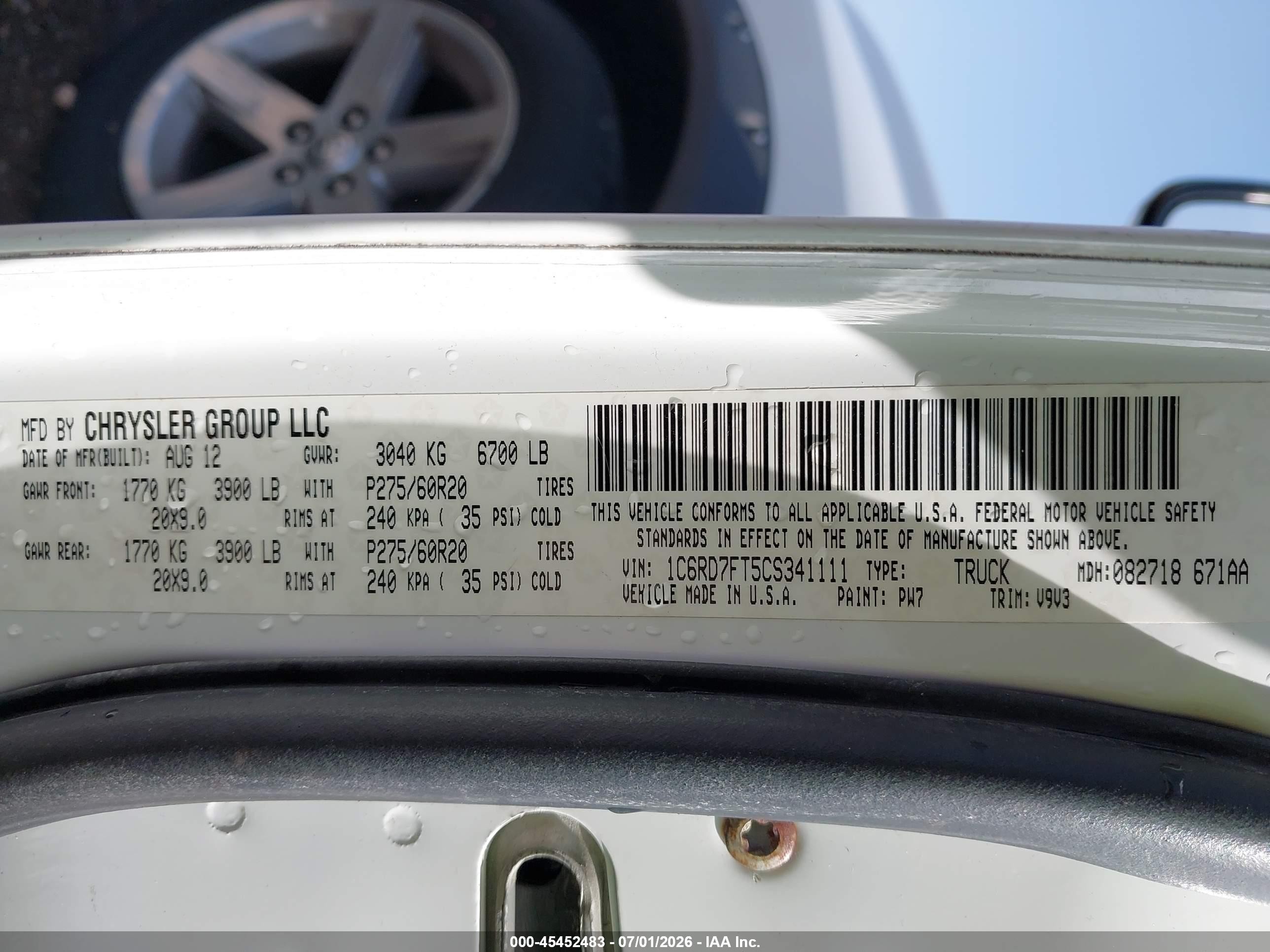 2012 Ram 1500 Express White vin: 1C6RD7FT5CS341111