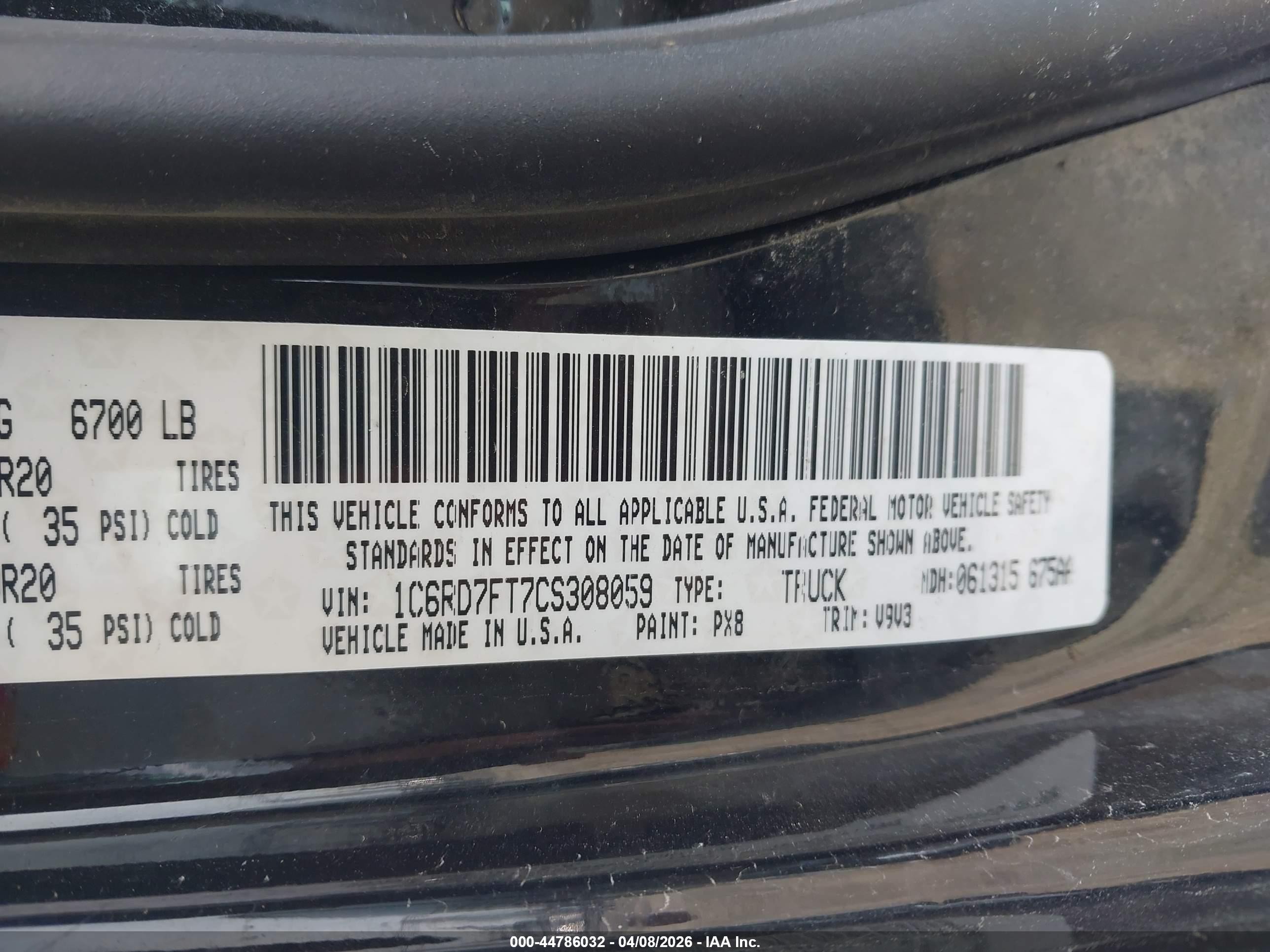 2012 Ram 1500 St Black vin: 1C6RD7FT7CS308059