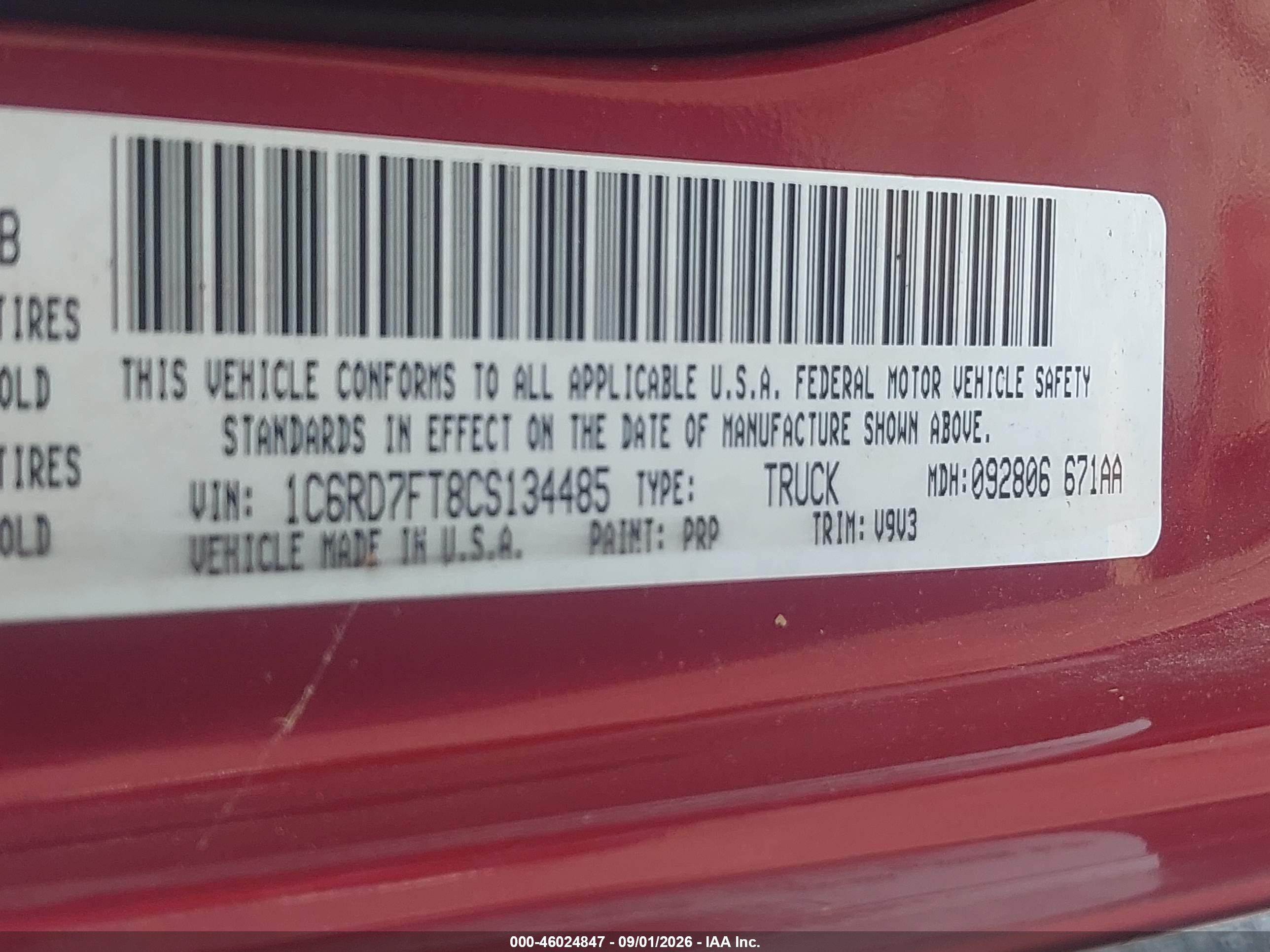 2012 Ram 1500 Express Red vin: 1C6RD7FT8CS134485