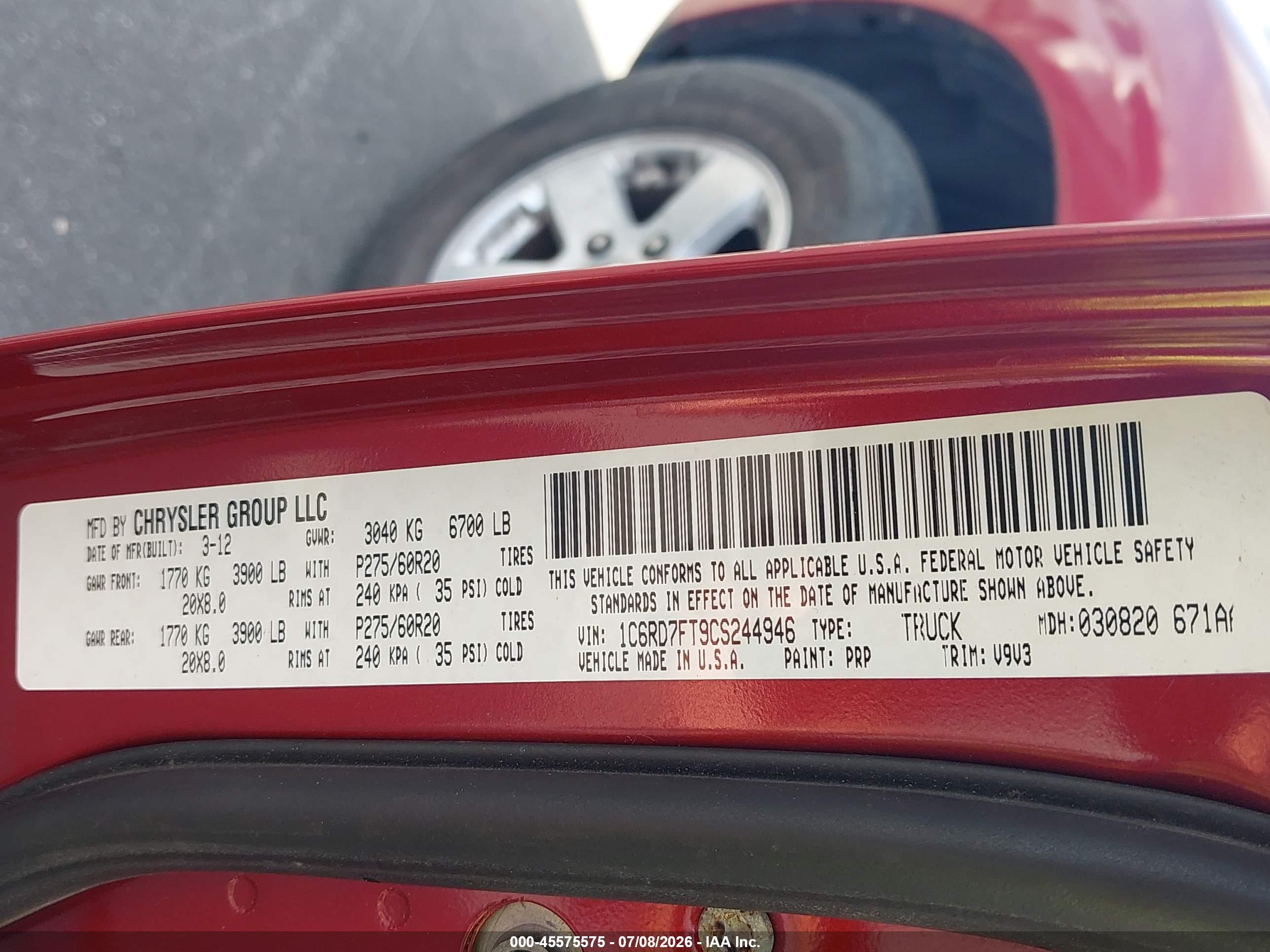 2012 Ram 1500 Express Red vin: 1C6RD7FT9CS244946