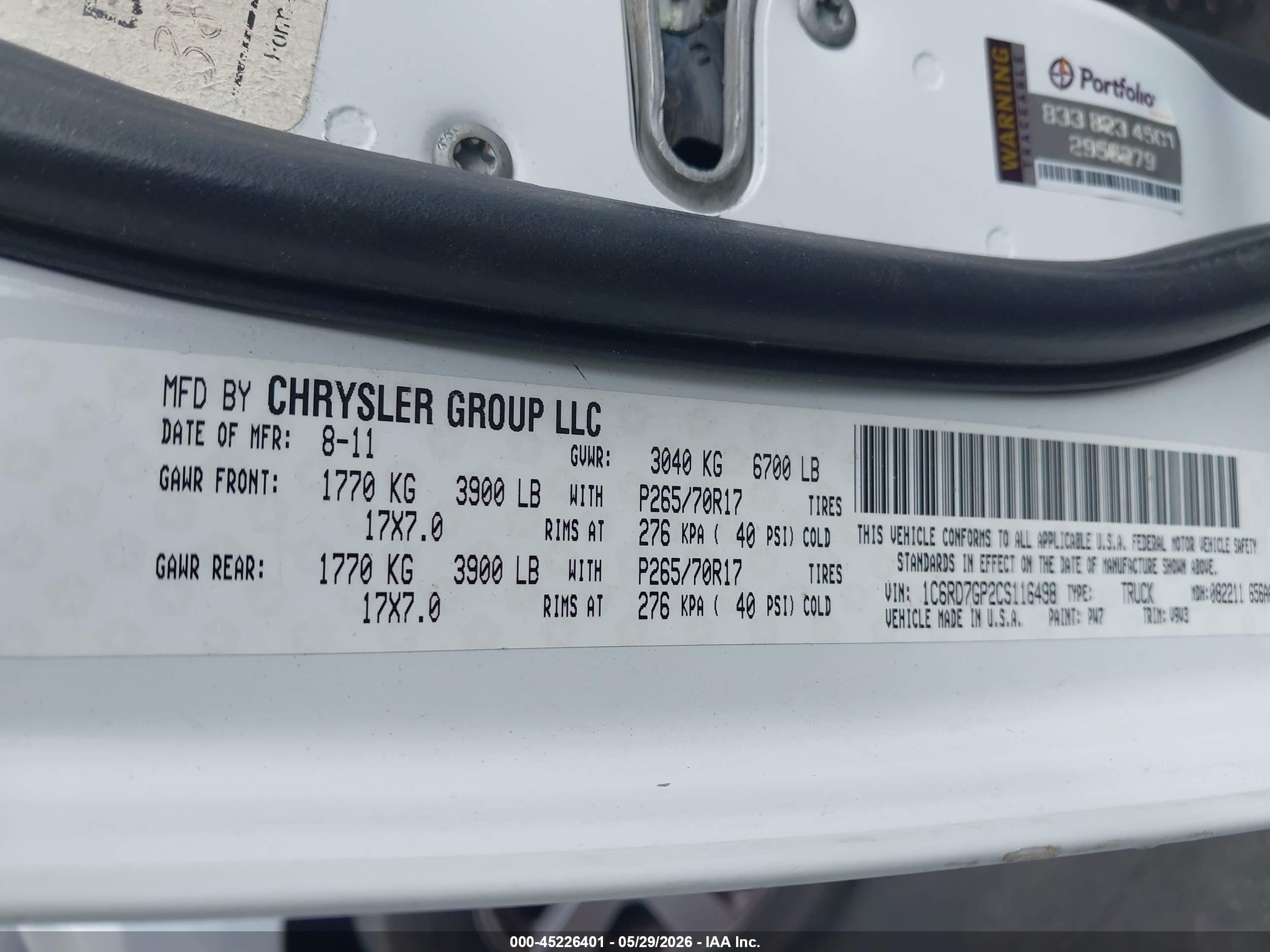 2012 Ram 1500 Slt Белый vin: 1C6RD7GP2CS116498