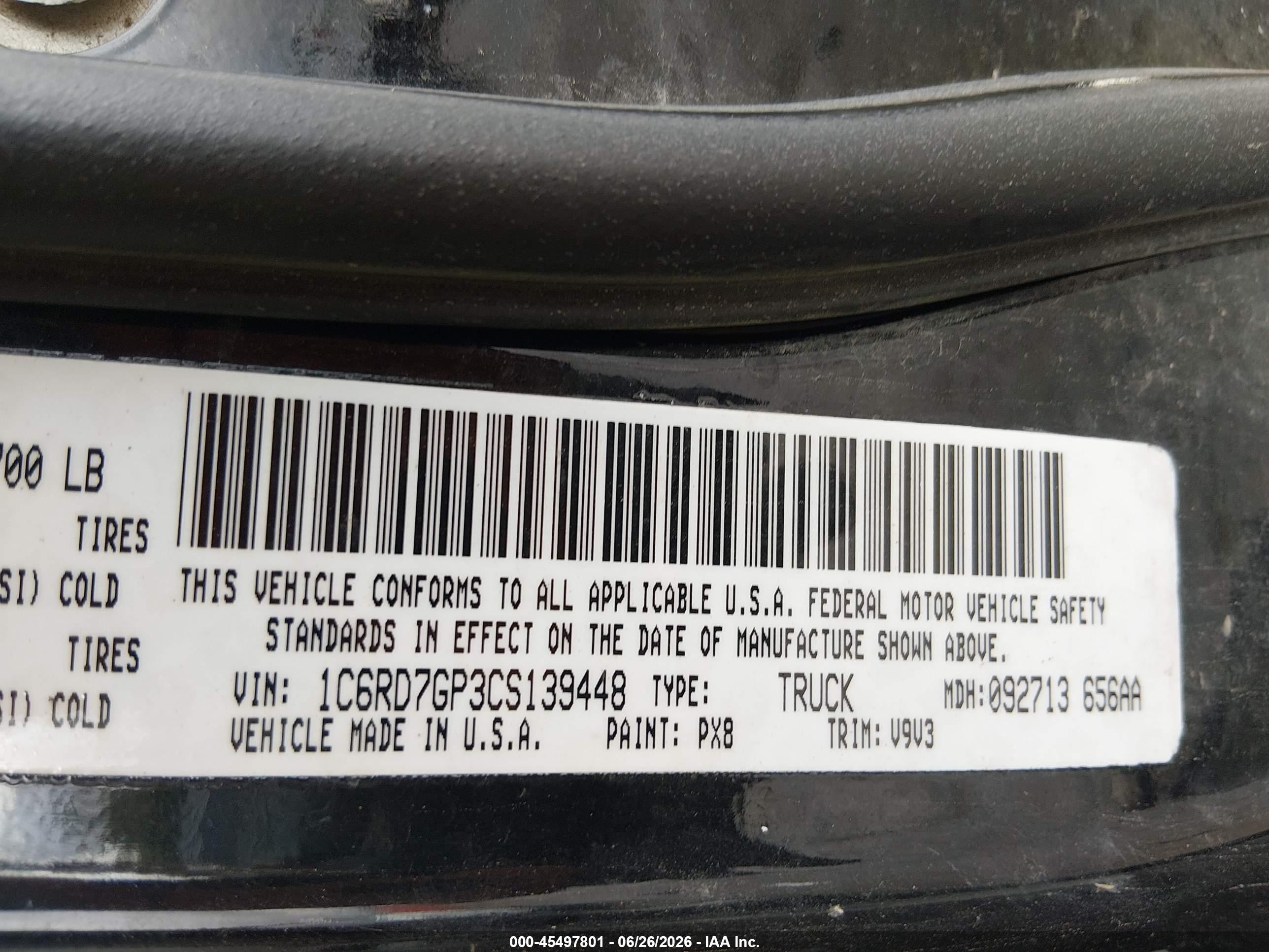2012 Ram 1500 Slt Black vin: 1C6RD7GP3CS139448