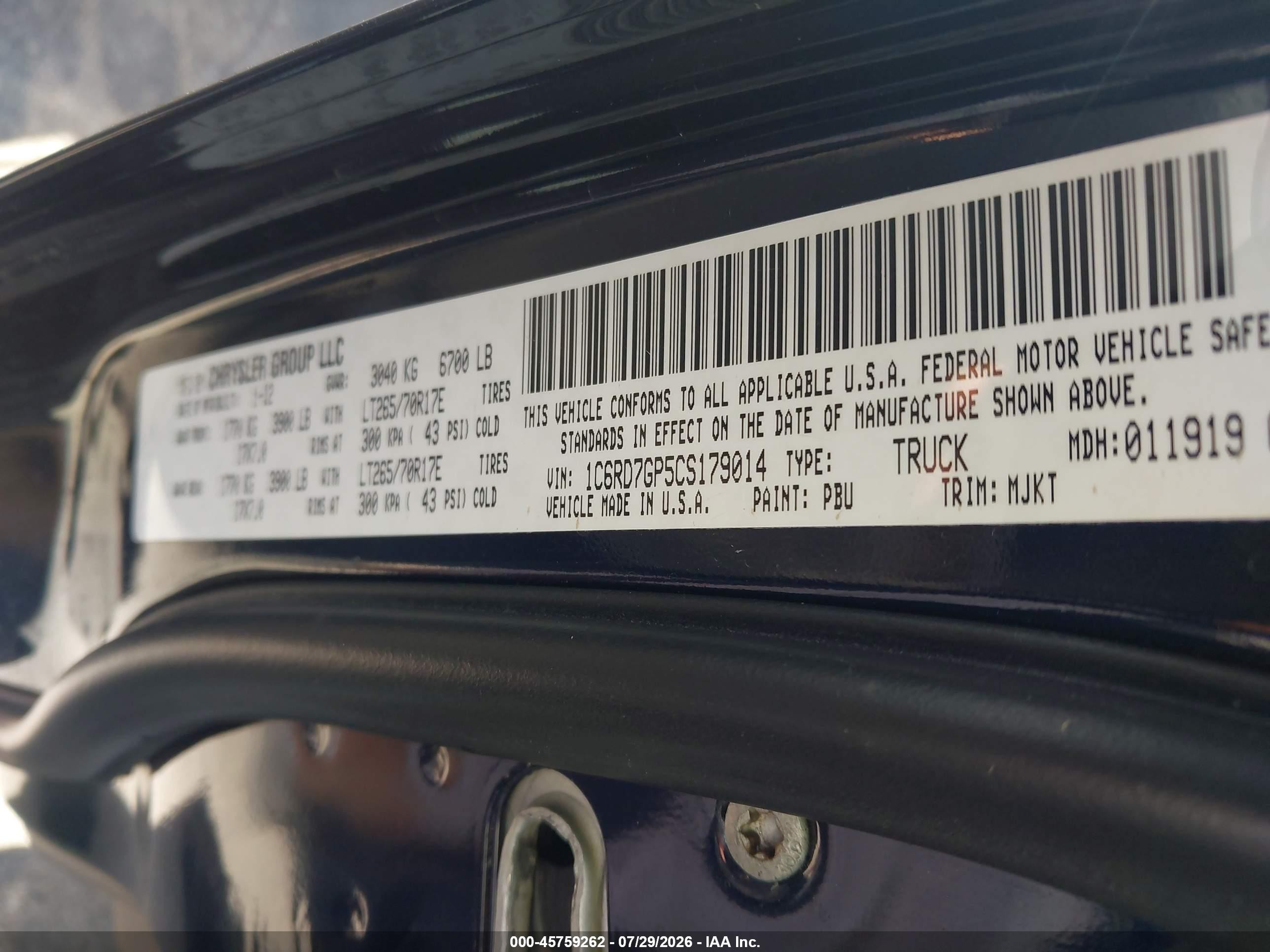 2012 Dodge Ram 1500 Slt Blue vin: 1C6RD7GP5CS179014