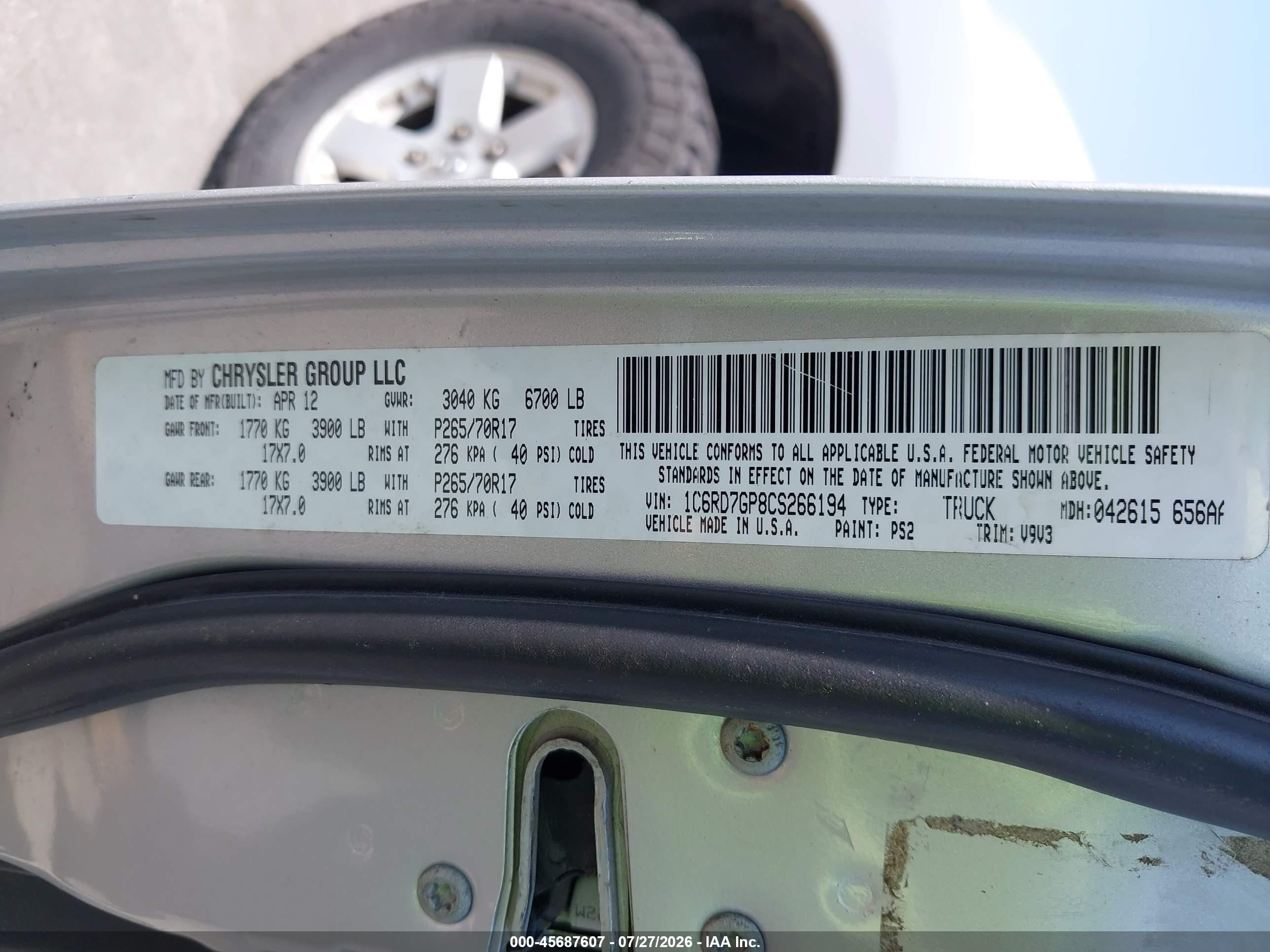 2012 Ram 1500 Slt White vin: 1C6RD7GP8CS266194